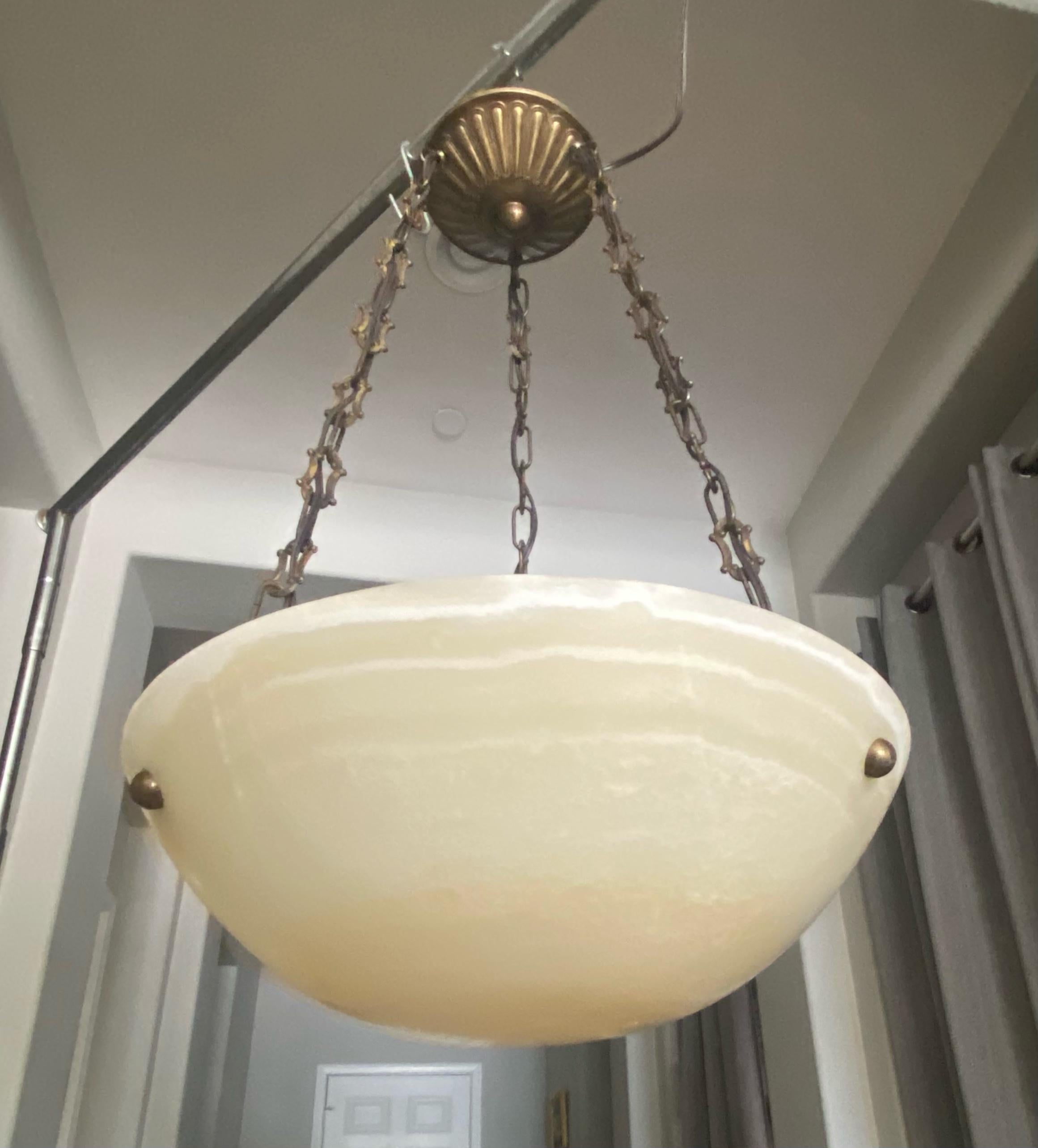 French Directoire Style Alabaster Chandelier Pendant Light 6