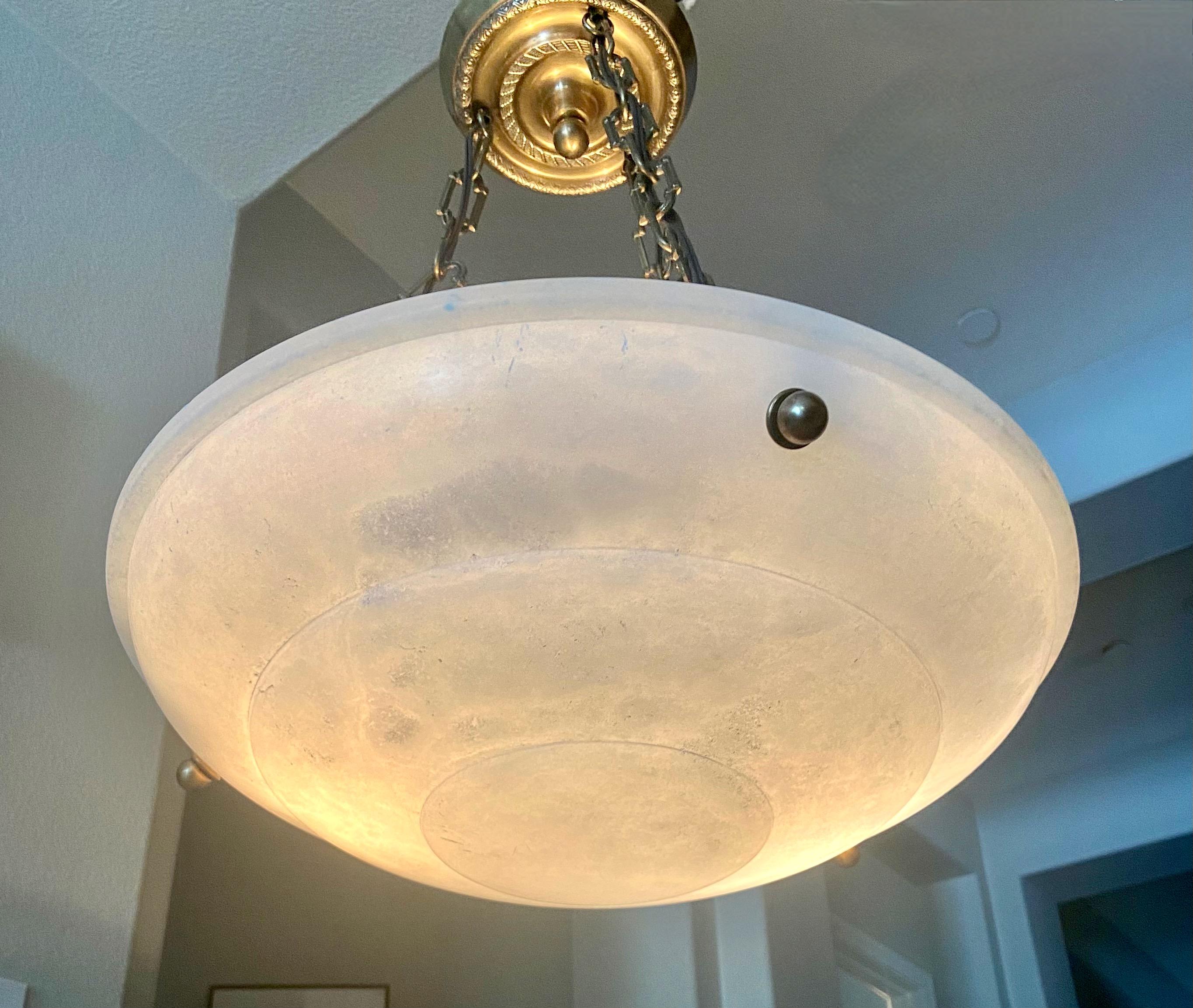 French Directoire Style Alabaster Chandelier Pendant Light 9