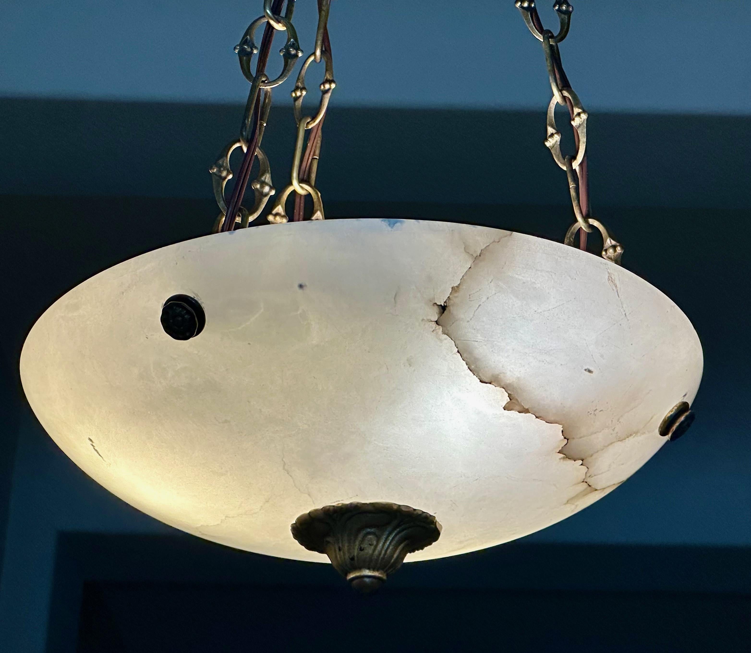 Lampadario a sospensione in alabastro in stile Directoire francese in vendita 9