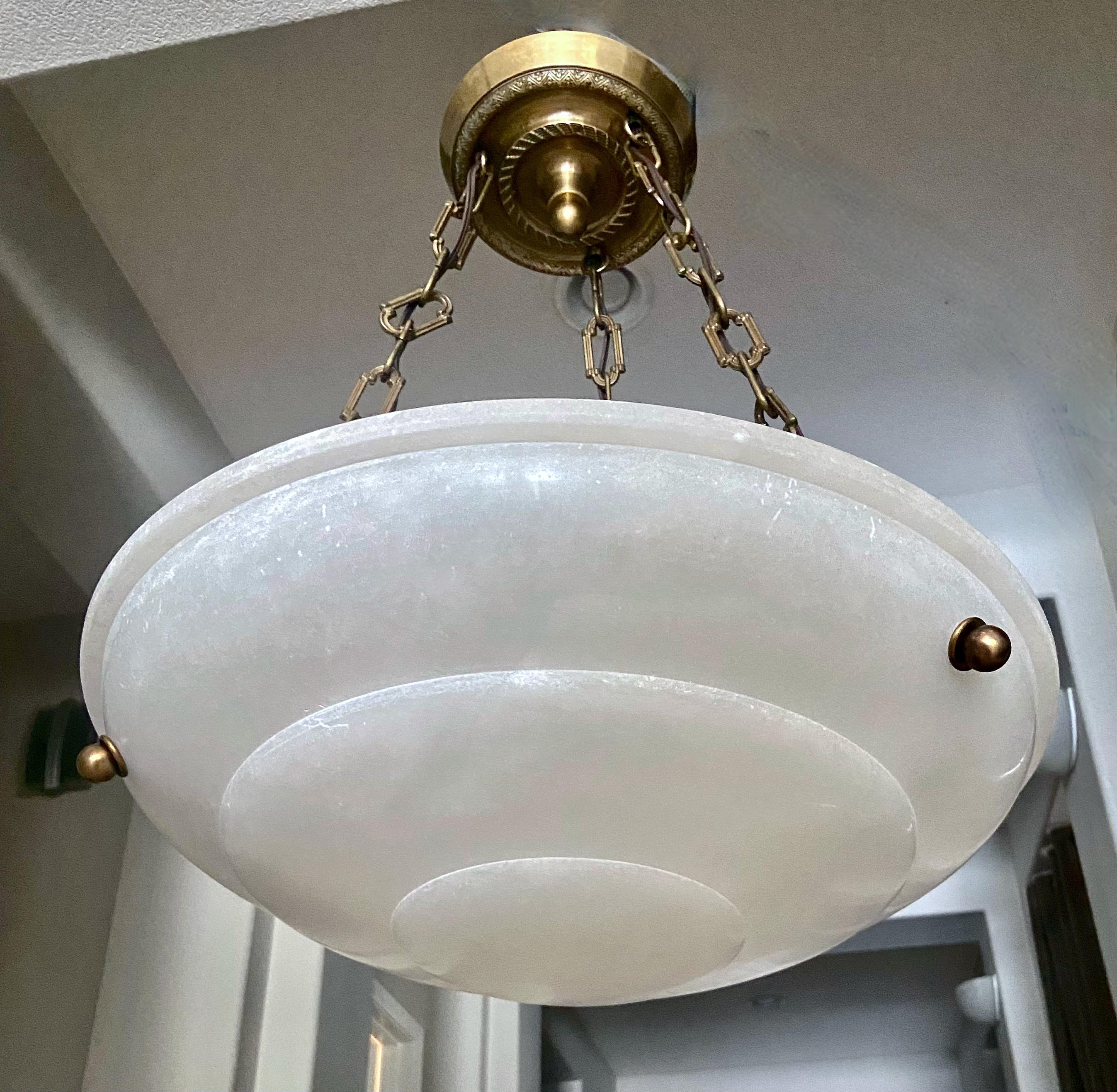 French Directoire Style Alabaster Chandelier Pendant Light 12