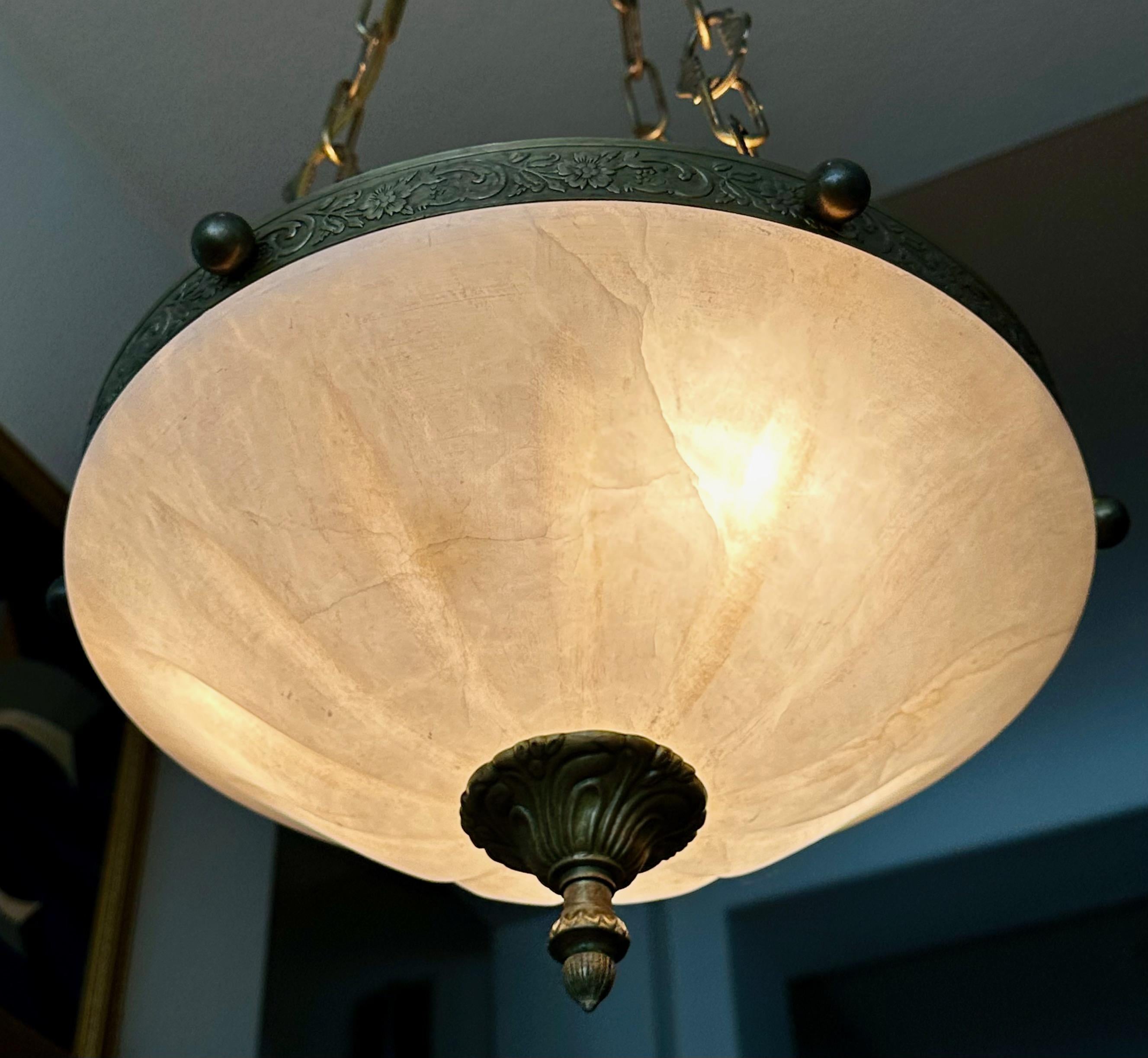 French Directoire Style Alabaster Chandelier Pendant Light For Sale 12