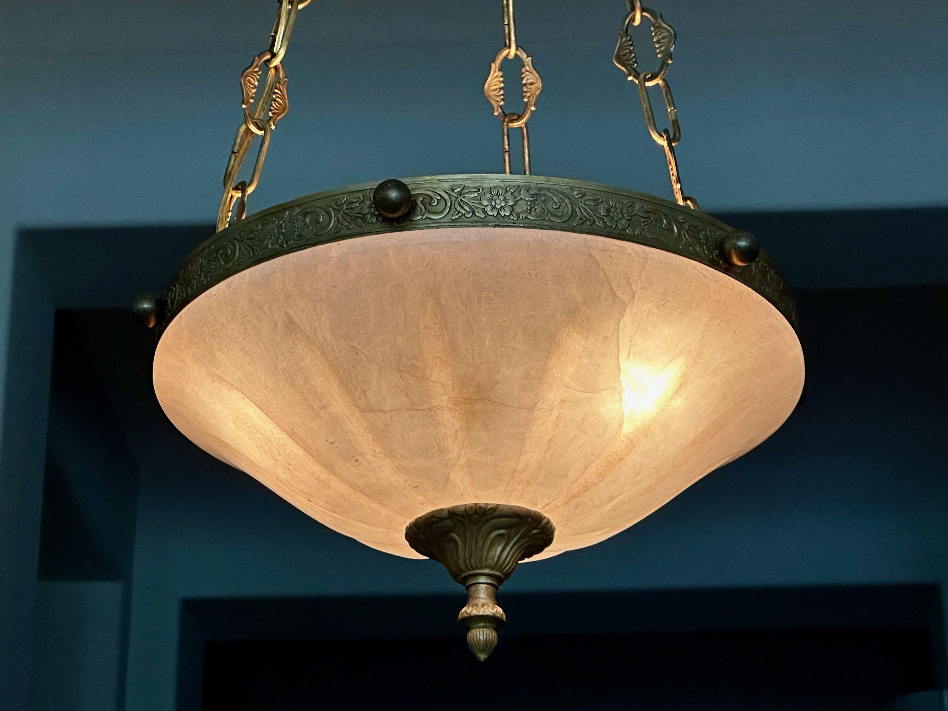 French Directoire Style Alabaster Chandelier Pendant Light For Sale 13