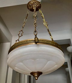 French Directoire Style Alabaster Chandelier Pendant Light