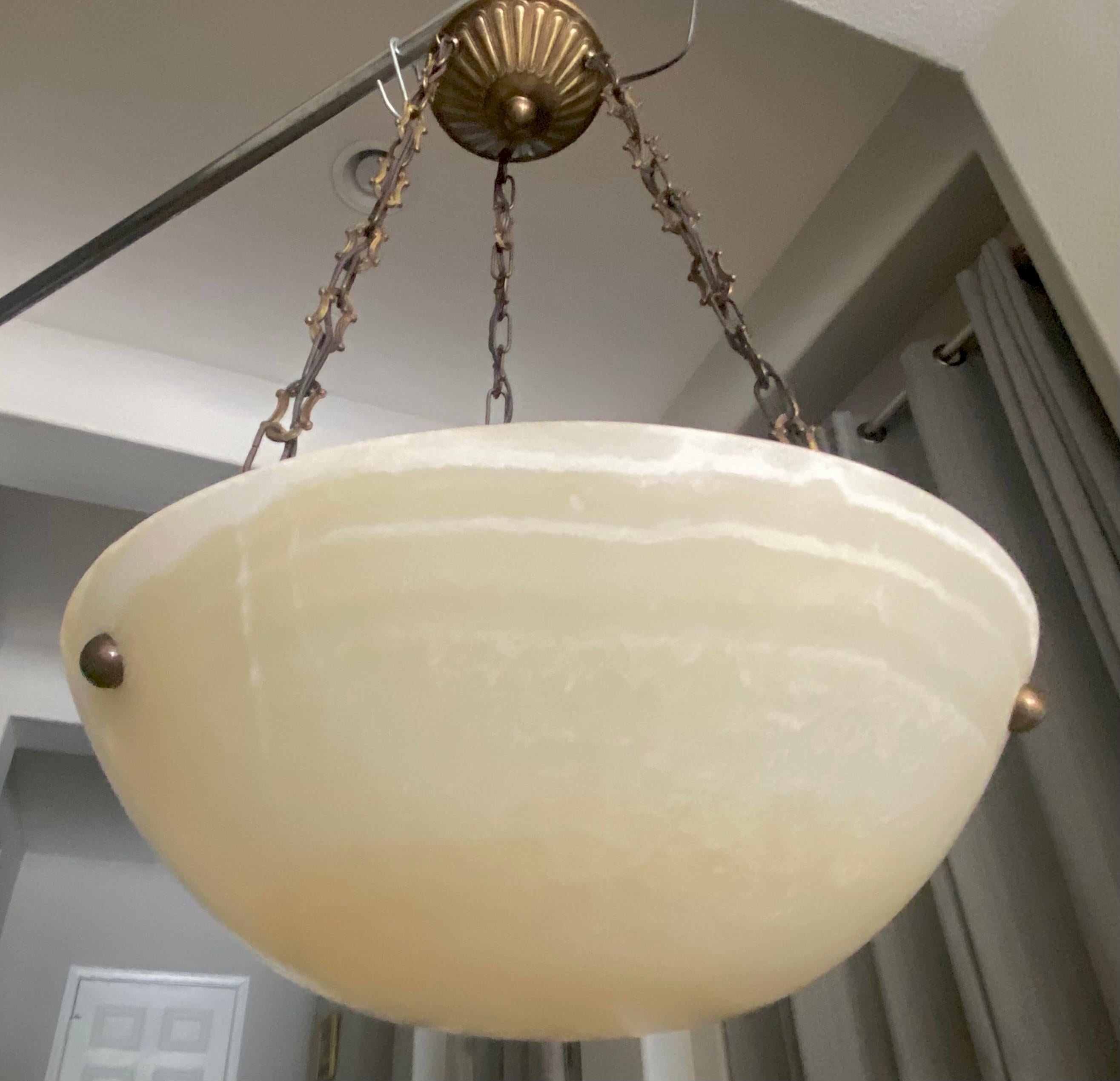 French Directoire Style Alabaster Chandelier Pendant Light 13