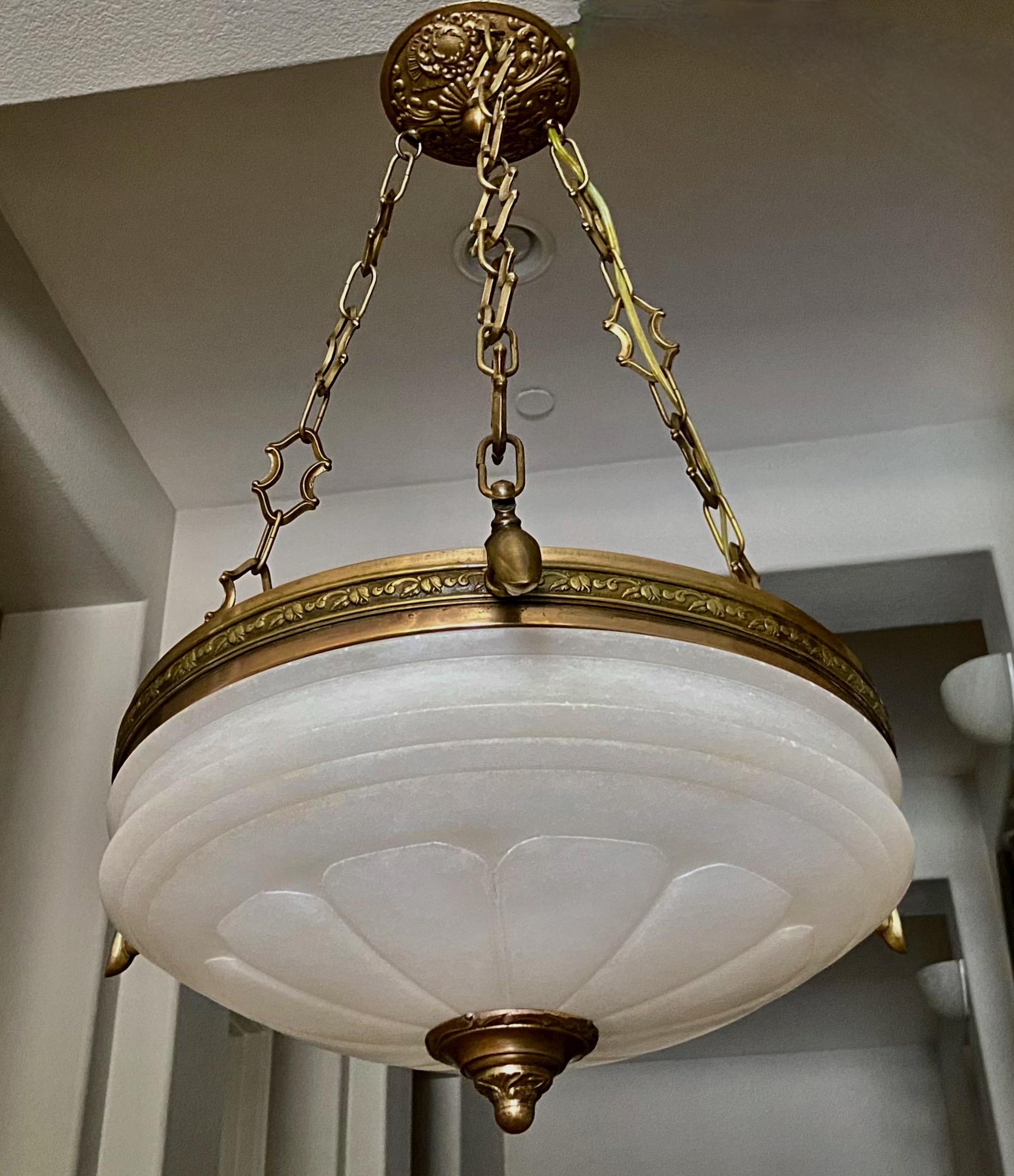 French Directoire Style Alabaster Chandelier Pendant Light 11