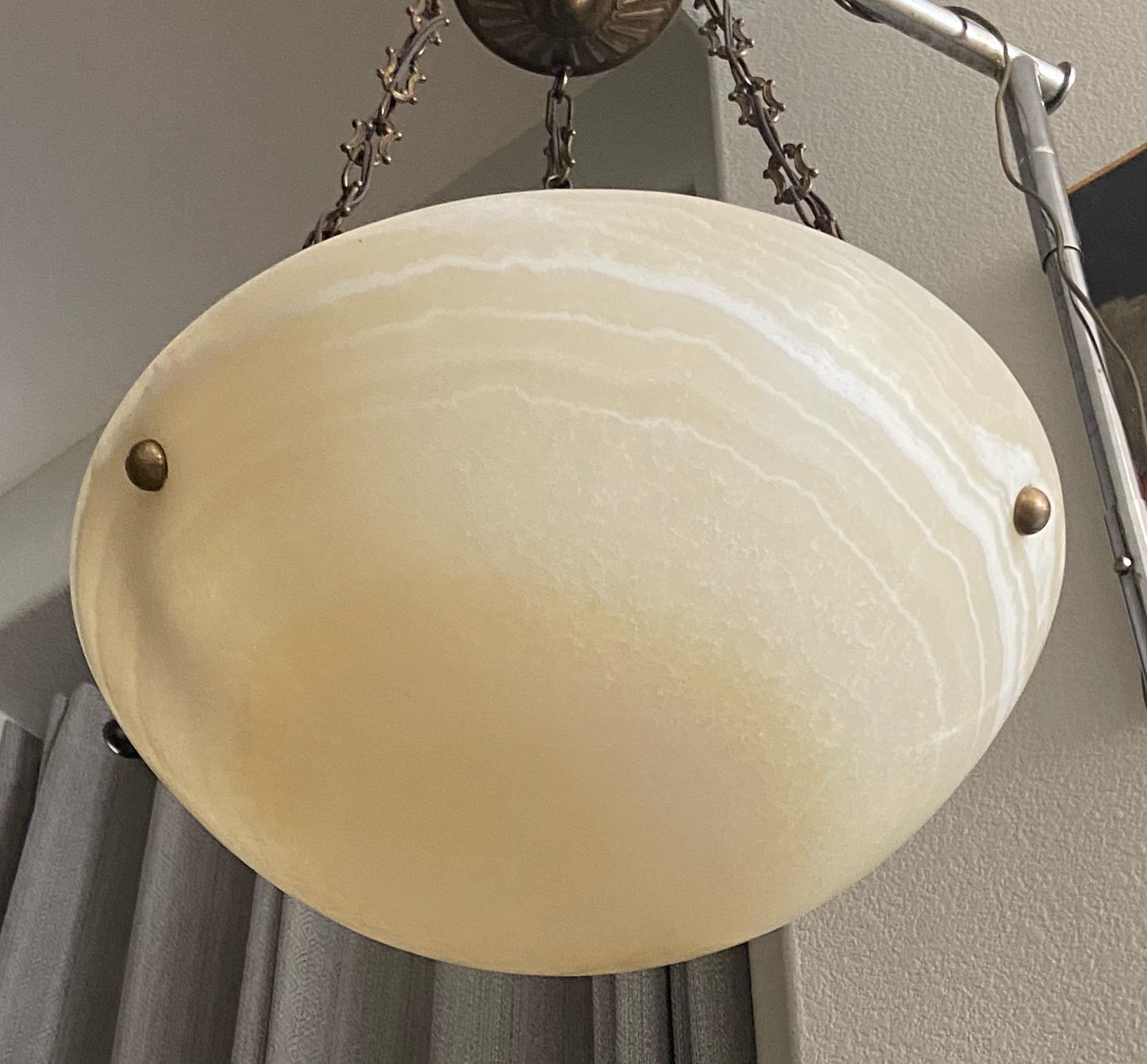 North American French Directoire Style Alabaster Chandelier Pendant Light