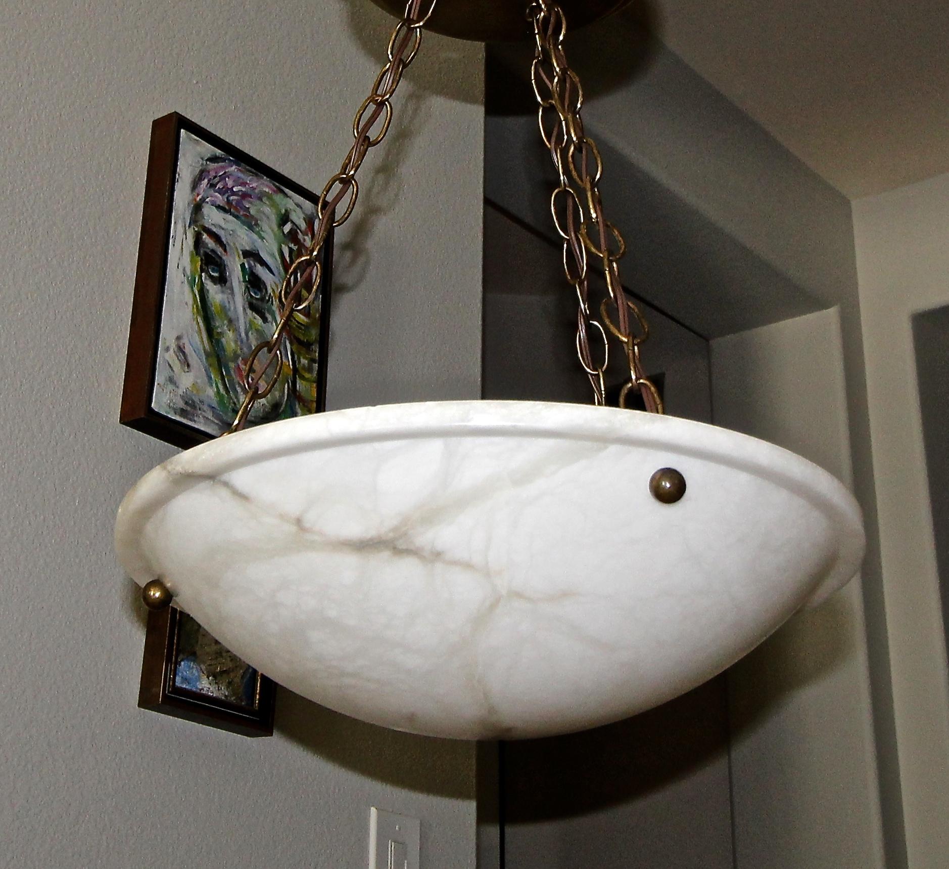French Directoire Style Alabaster Chandelier Pendant Light 1