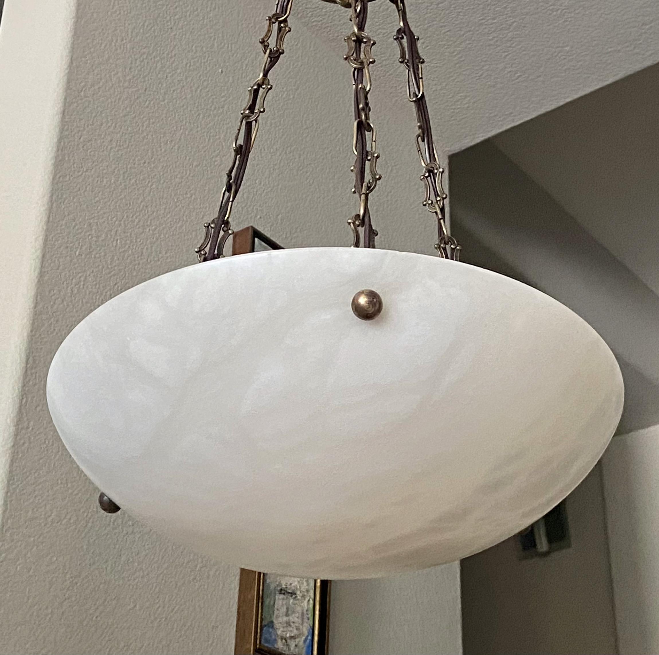 French Directoire Style Alabaster Chandelier Pendant Light 2
