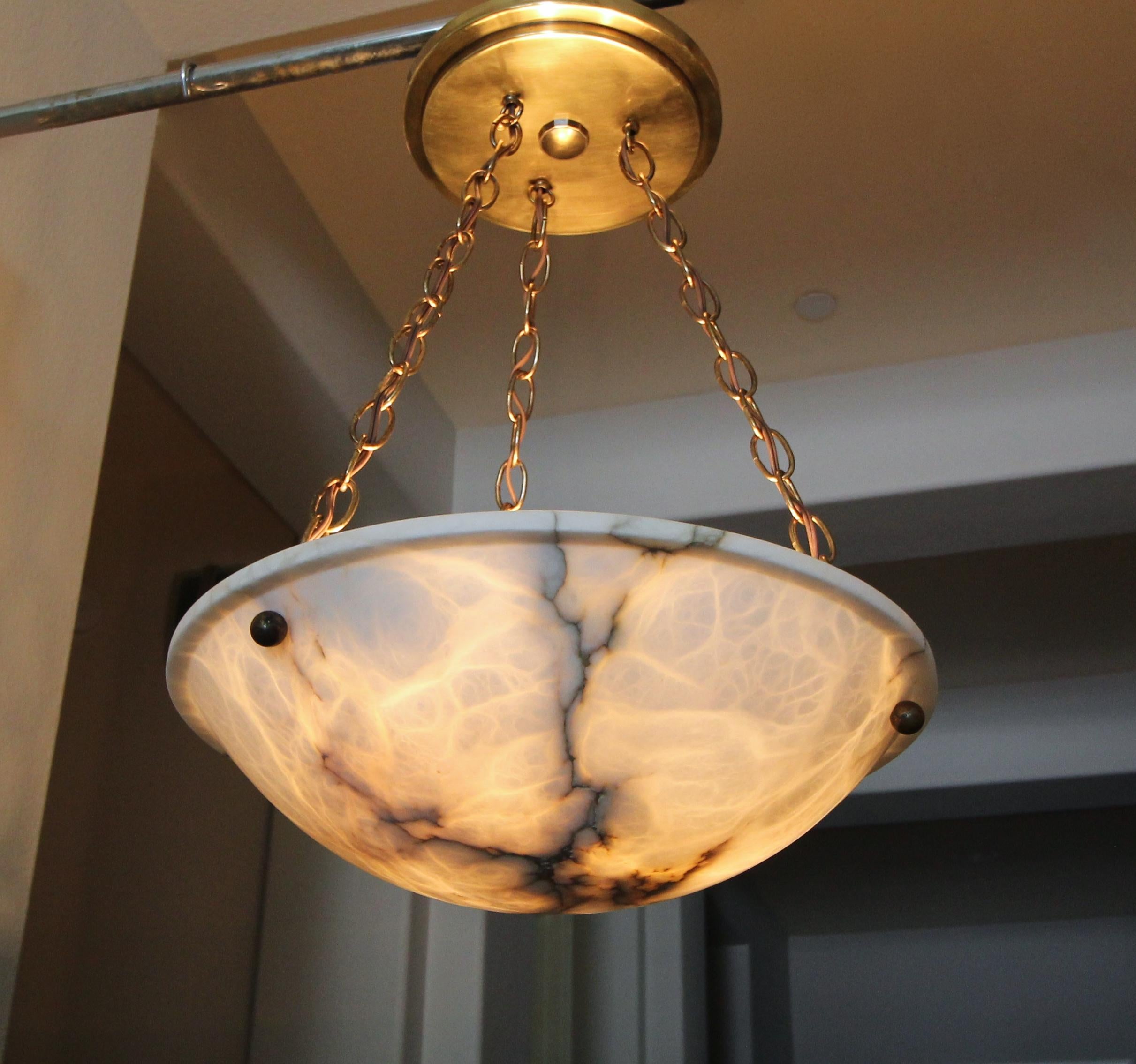 French Directoire Style Alabaster Chandelier Pendant Light 3