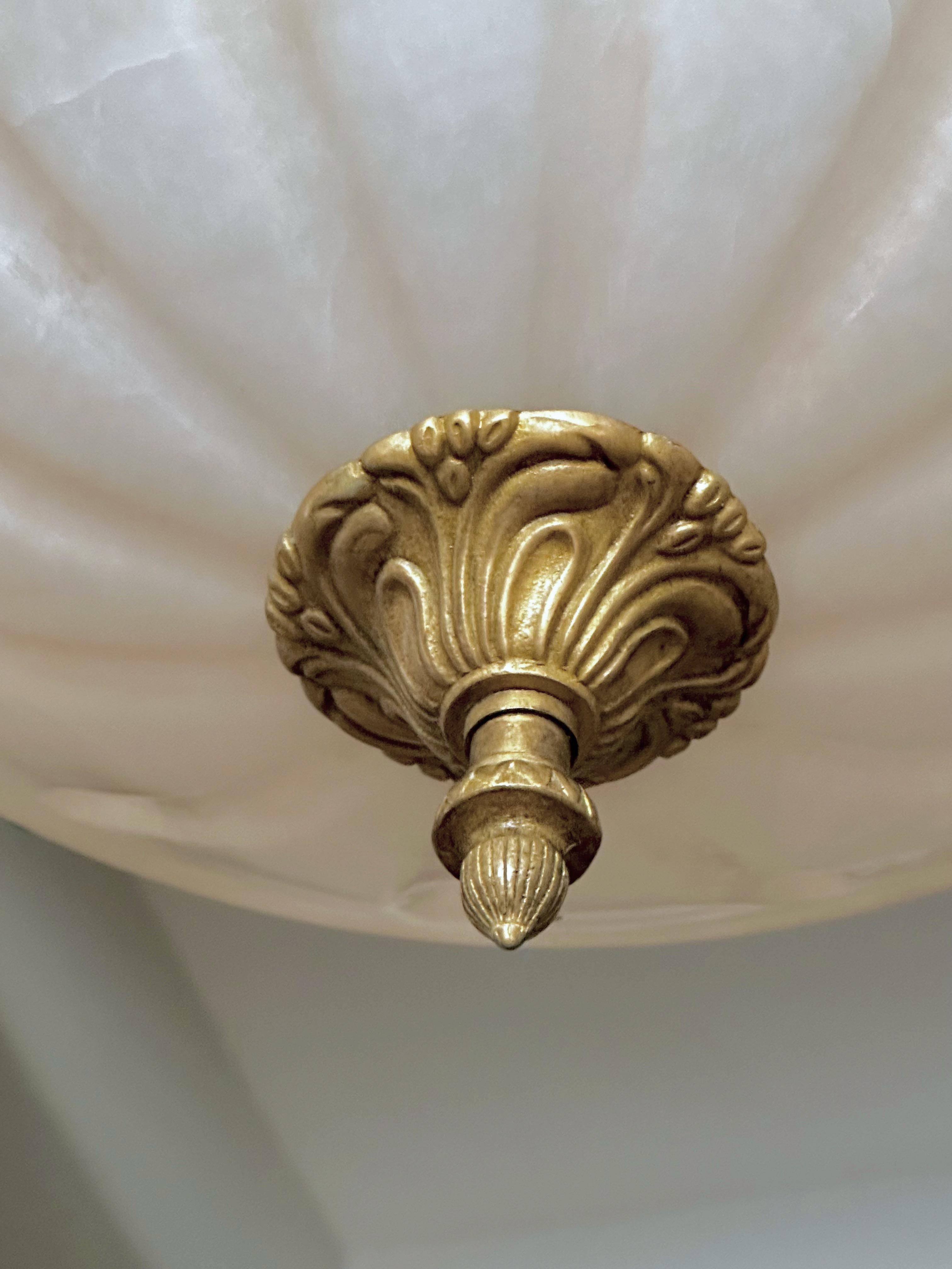 French Directoire Style Alabaster Chandelier Pendant Light For Sale 3