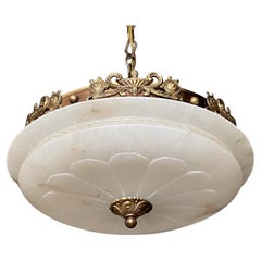 French Directoire Style Alabaster Chandelier Pendant Light