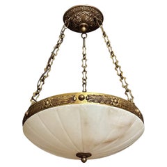 French Directoire Style Alabaster Chandelier Pendant Light