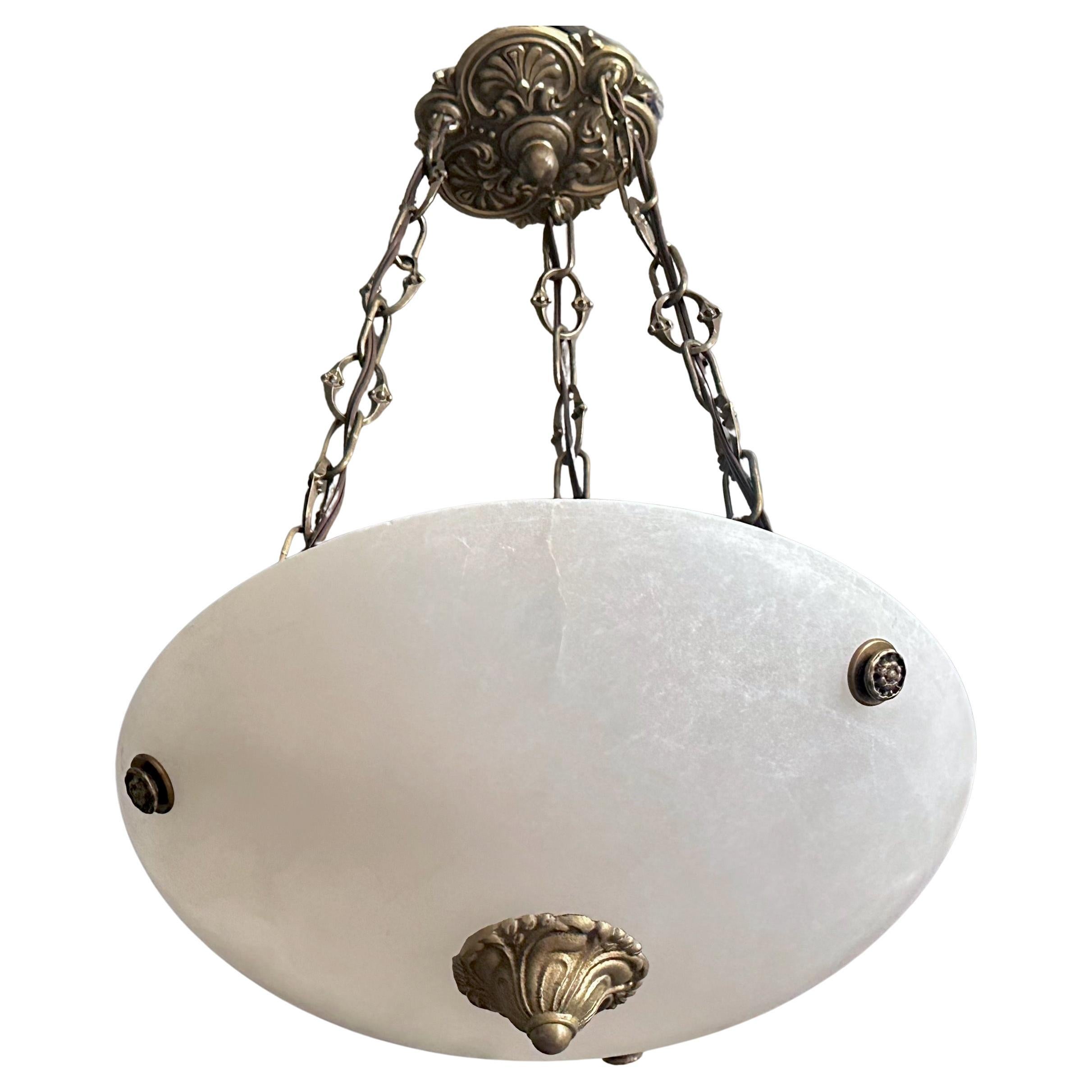 Lampadario a sospensione in alabastro in stile Directoire francese