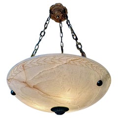 French Directoire Style Alabaster Chandelier Pendant Light