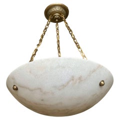 Vintage French Directoire Style Alabaster Cultured Stone Chandelier Pendant Light