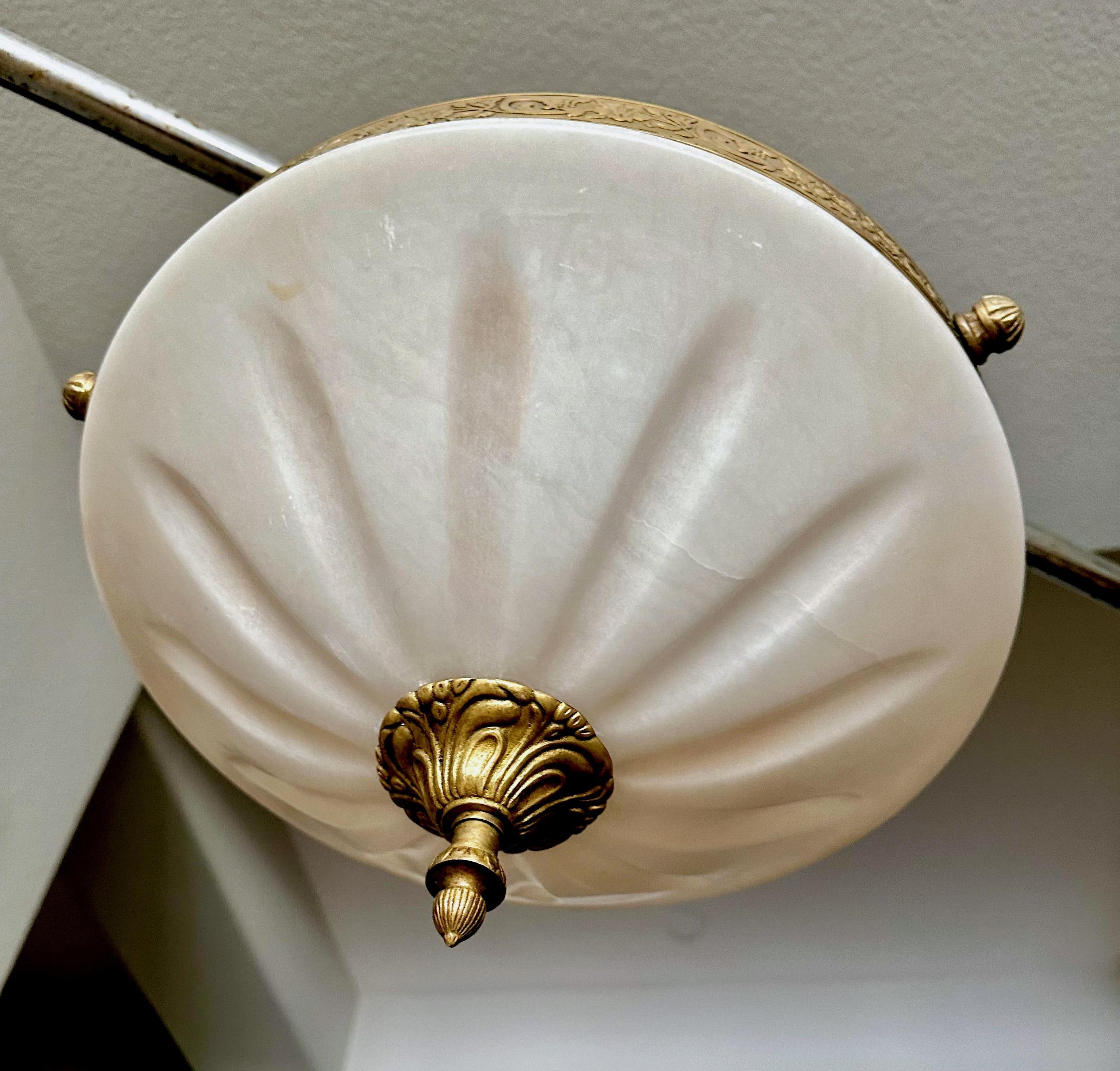 French Directoire Style Alabaster Flushmount Ceiling Light 4