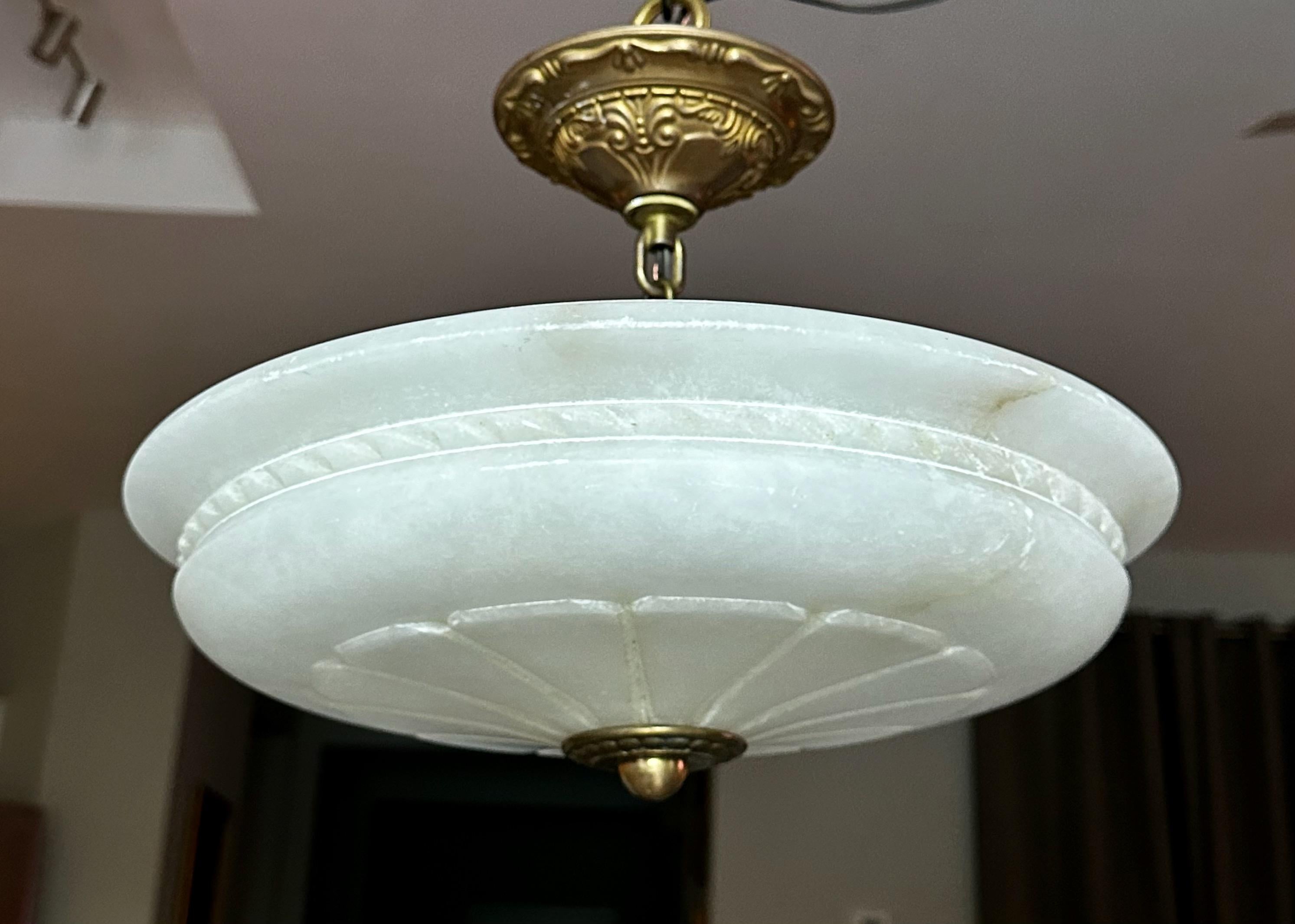 French Directoire Style Alabaster Flushmount Ceiling Light For Sale 5