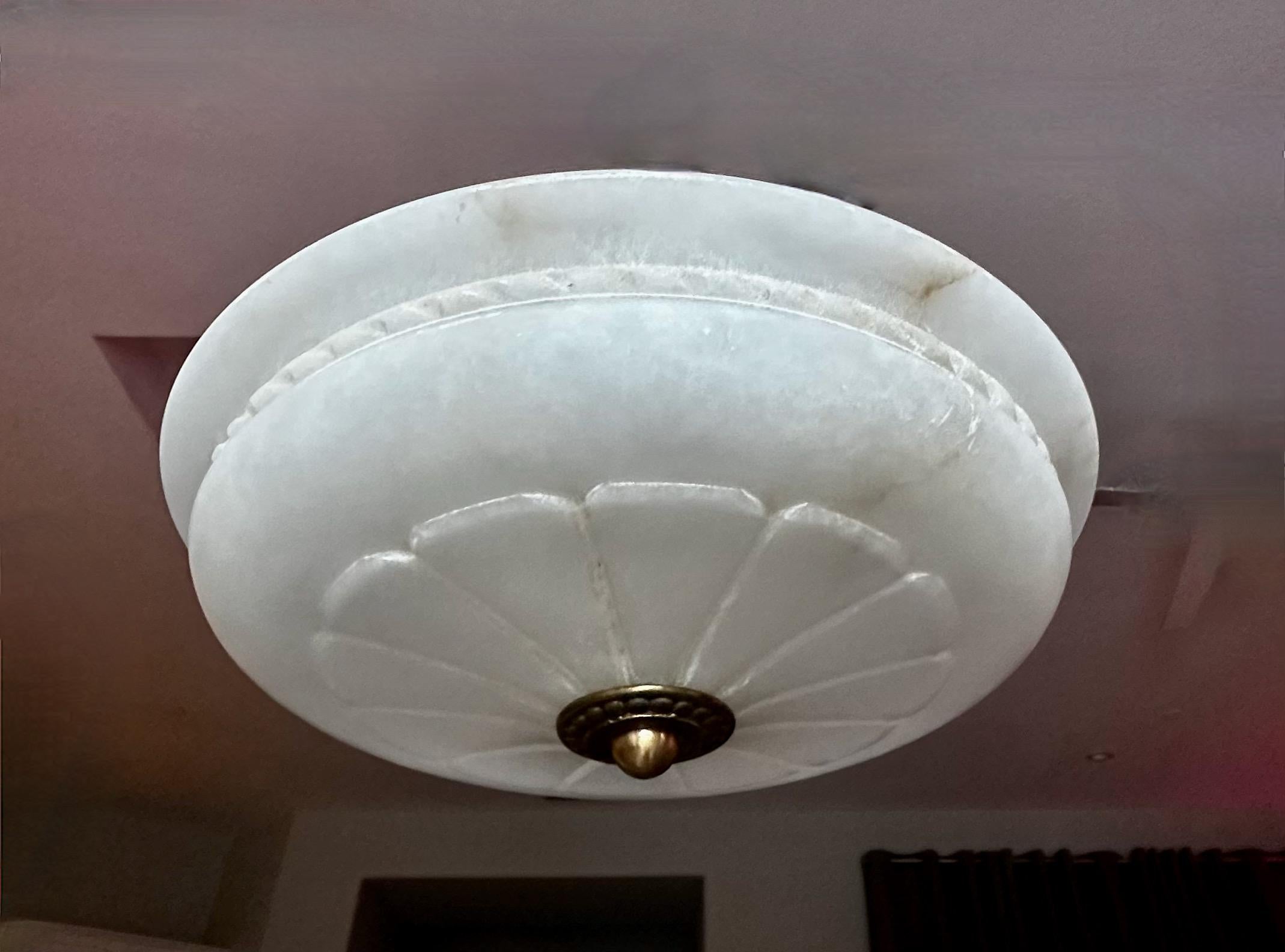 French Directoire Style Alabaster Flushmount Ceiling Light For Sale 6