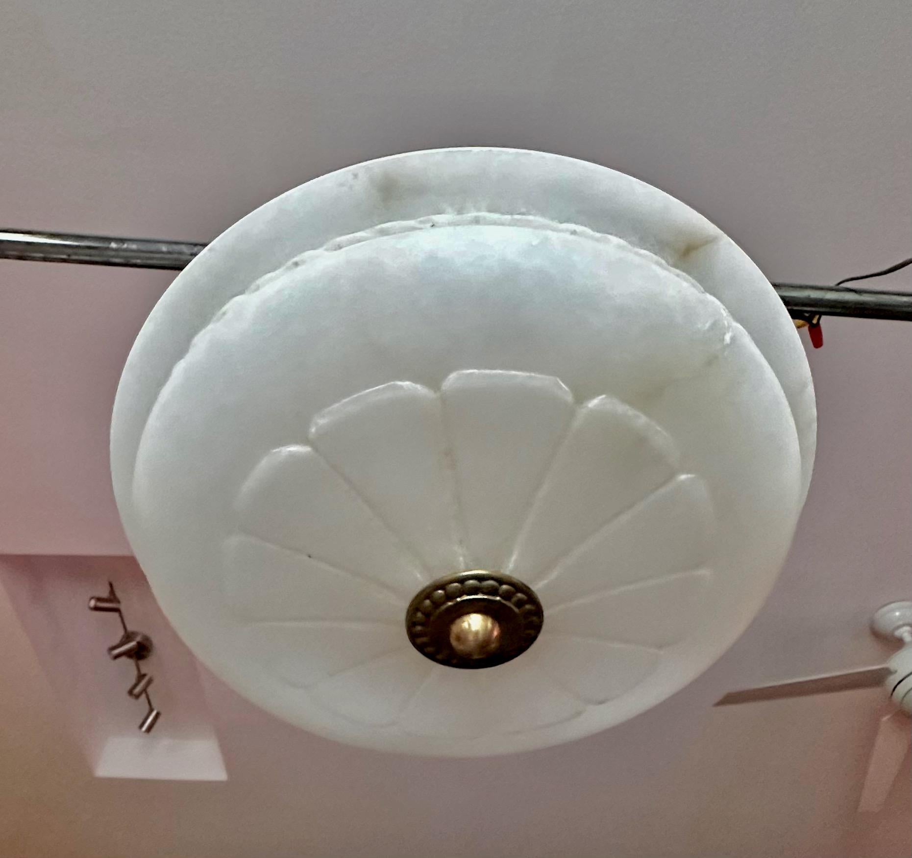 French Directoire Style Alabaster Flushmount Ceiling Light For Sale 7