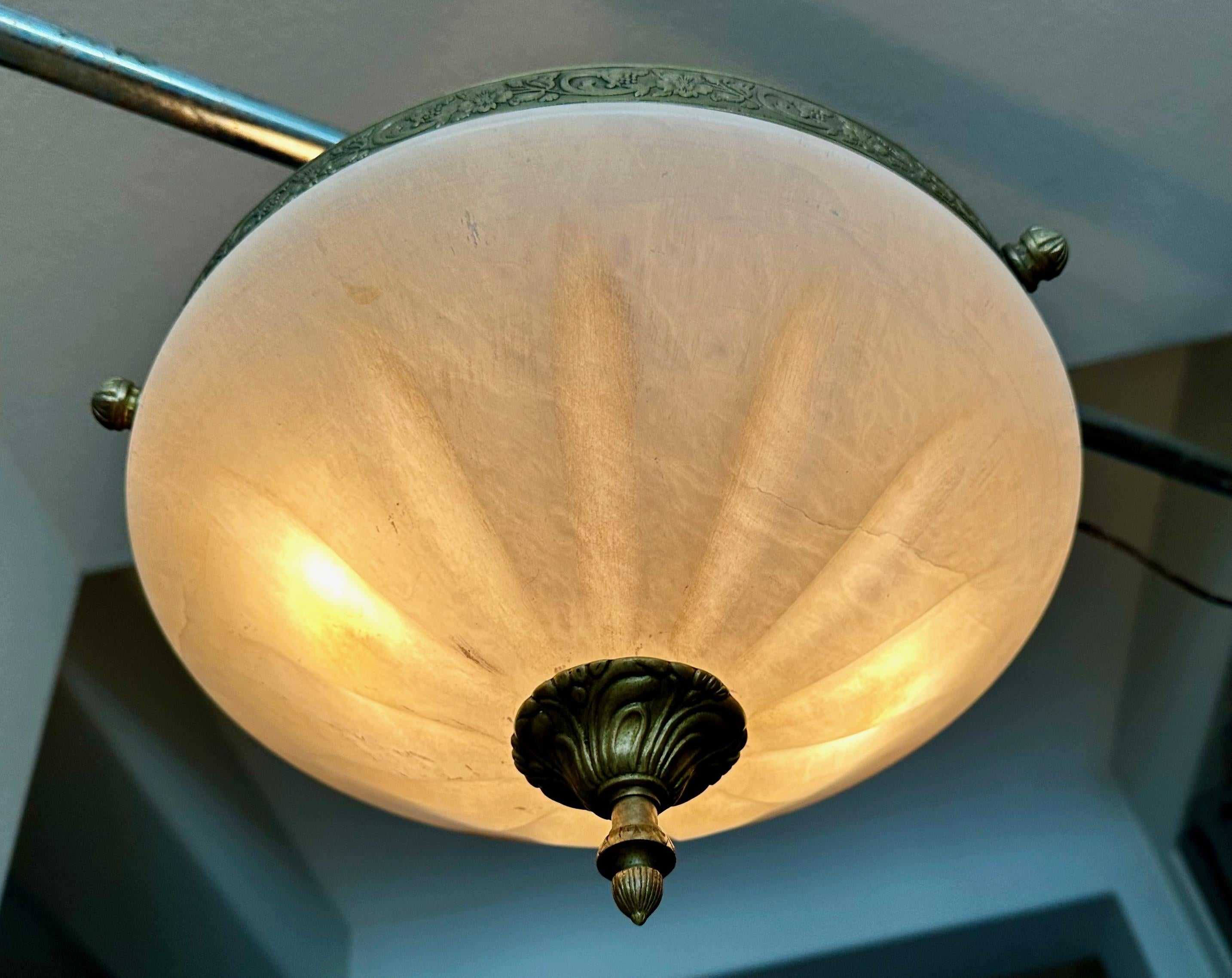 French Directoire Style Alabaster Flushmount Ceiling Light 9