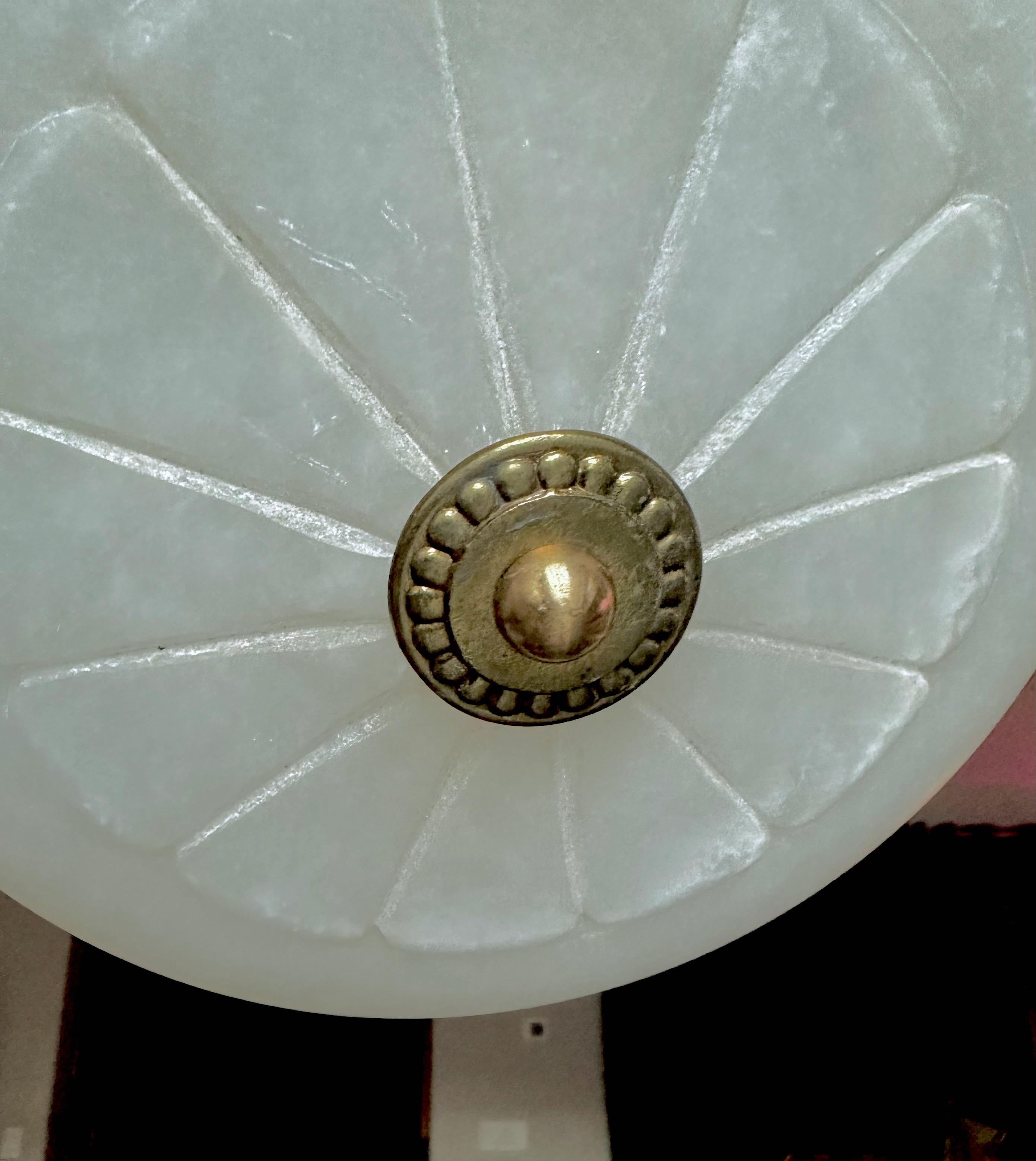 French Directoire Style Alabaster Flushmount Ceiling Light For Sale 9
