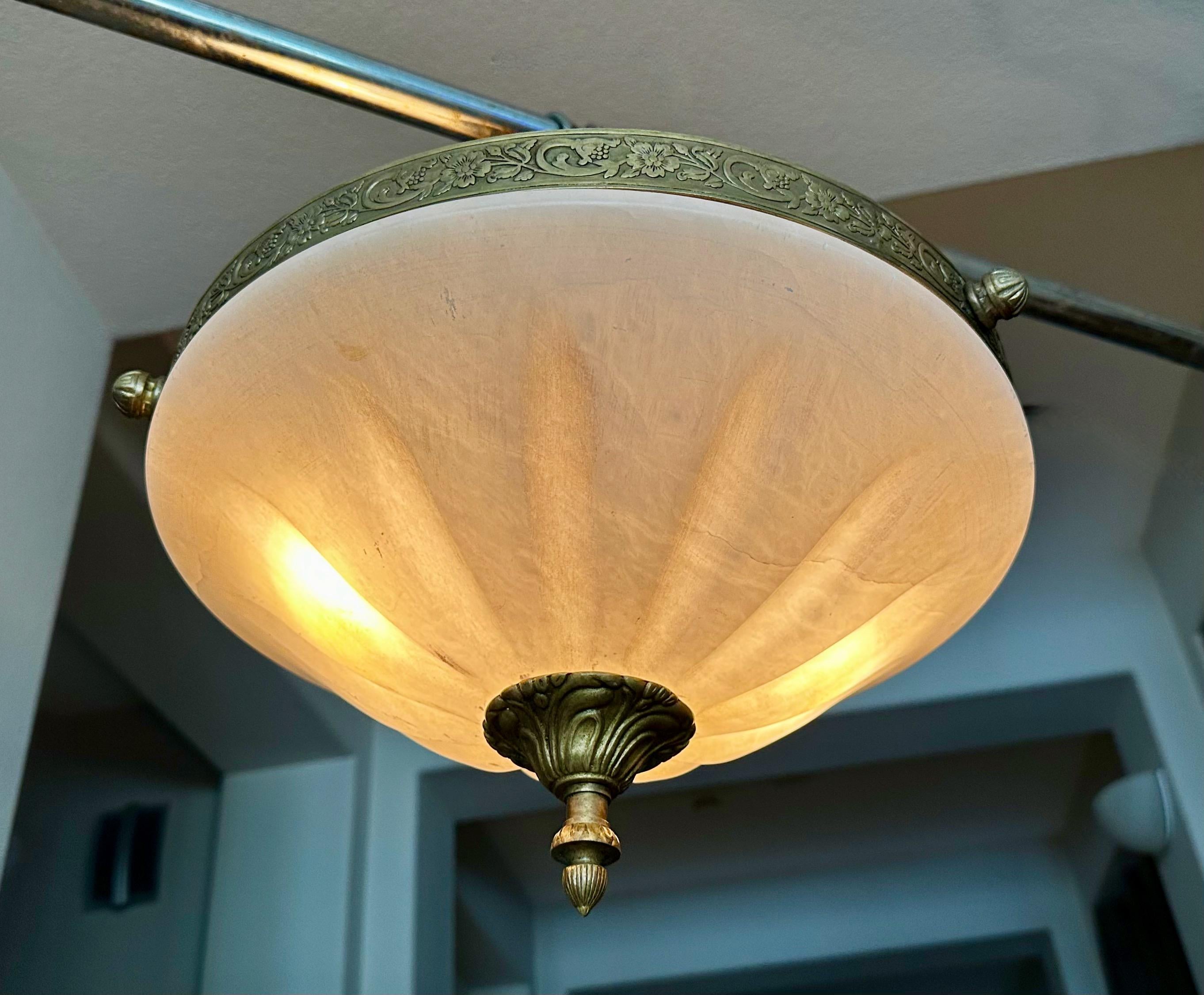 French Directoire Style Alabaster Flushmount Ceiling Light 10