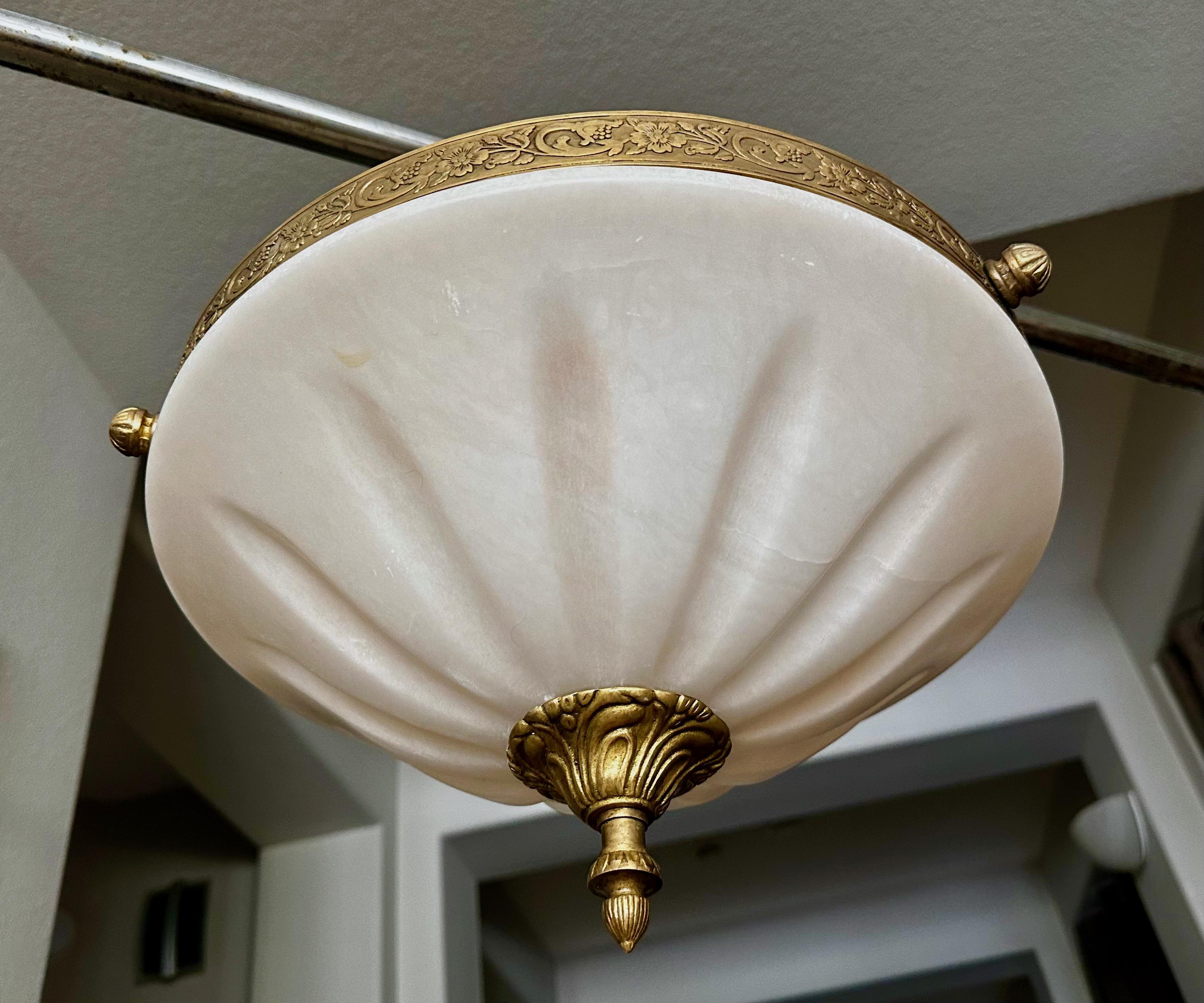 French Directoire Style Alabaster Flushmount Ceiling Light 11