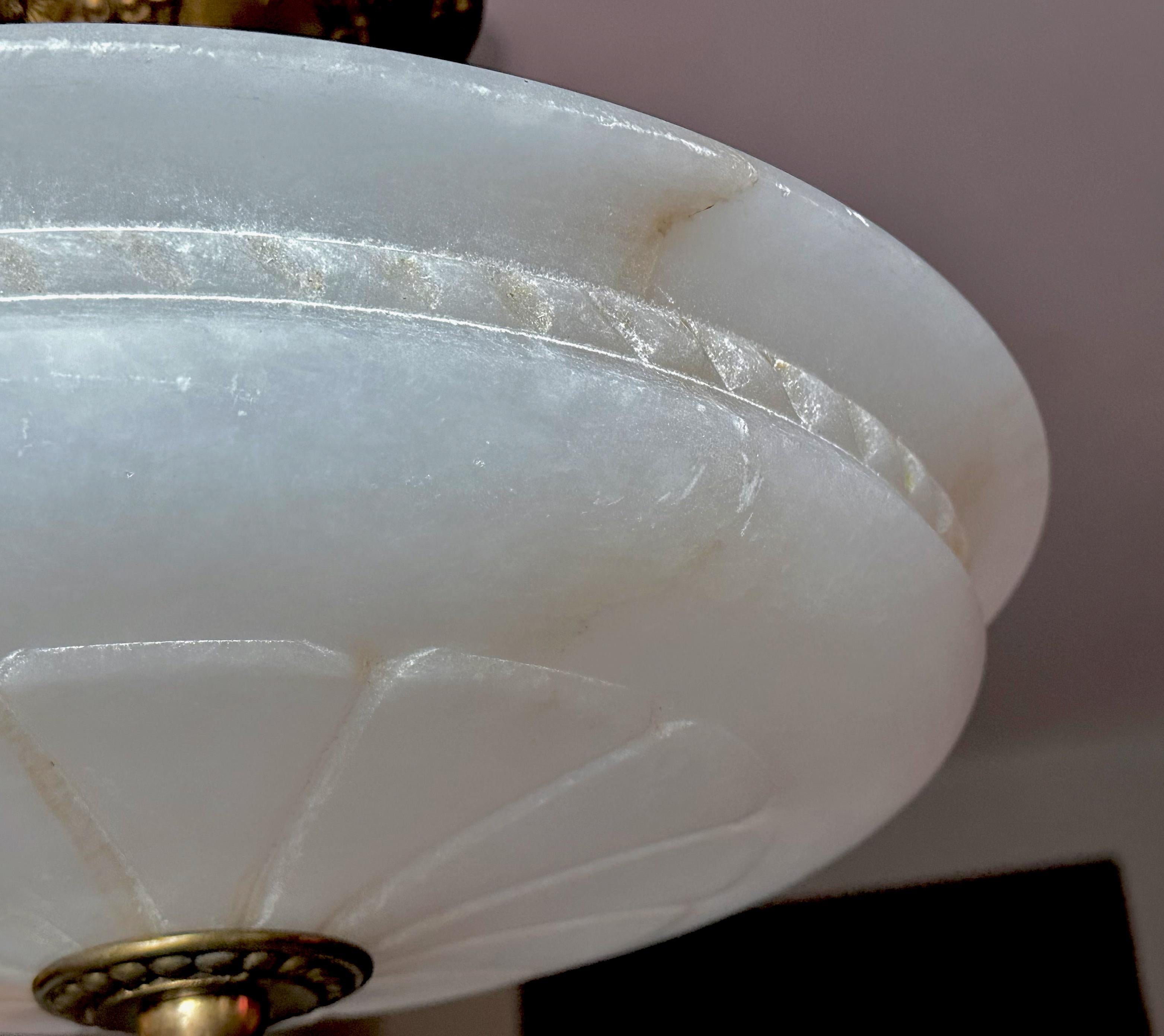 French Directoire Style Alabaster Flushmount Ceiling Light For Sale 12