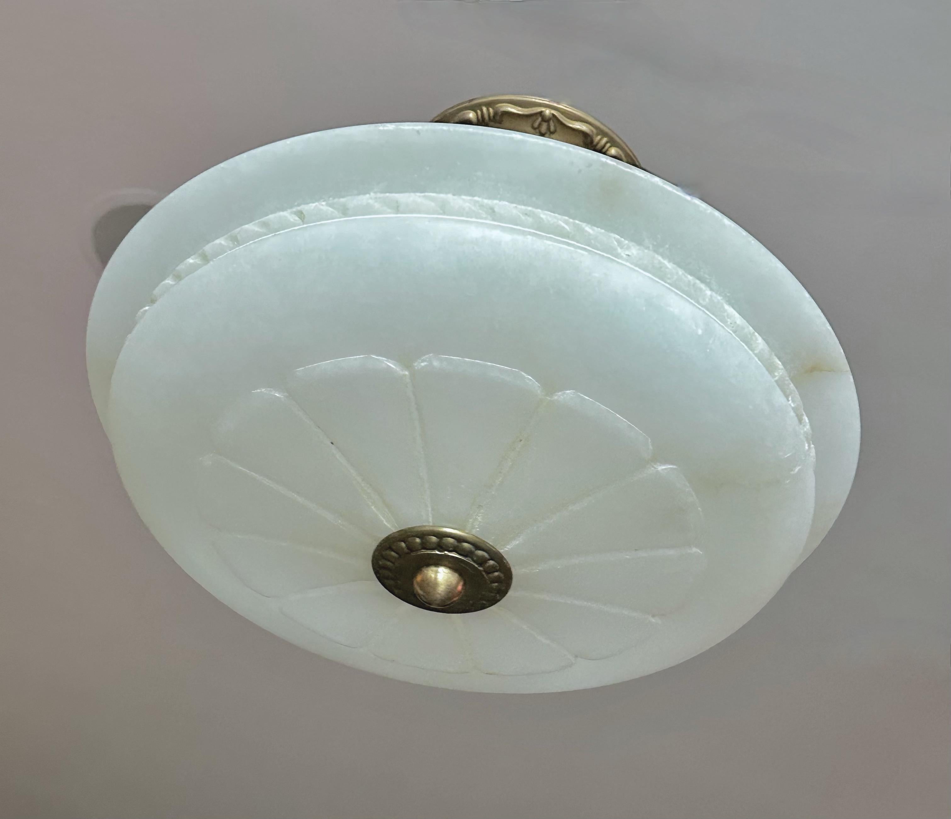 French Directoire Style Alabaster Flushmount Ceiling Light 1