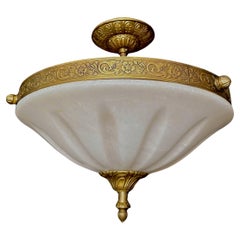Vintage French Directoire Style Alabaster Flushmount Ceiling Light