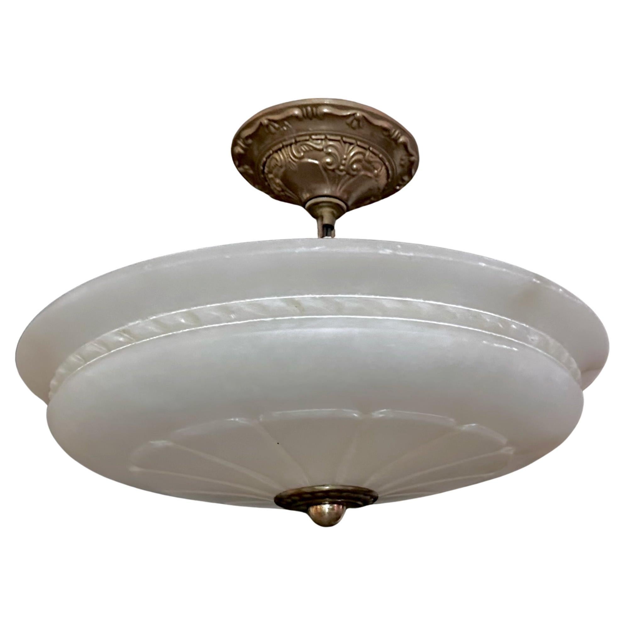 French Directoire Style Alabaster Flushmount Ceiling Light