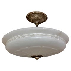 Used French Directoire Style Alabaster Flushmount Ceiling Light