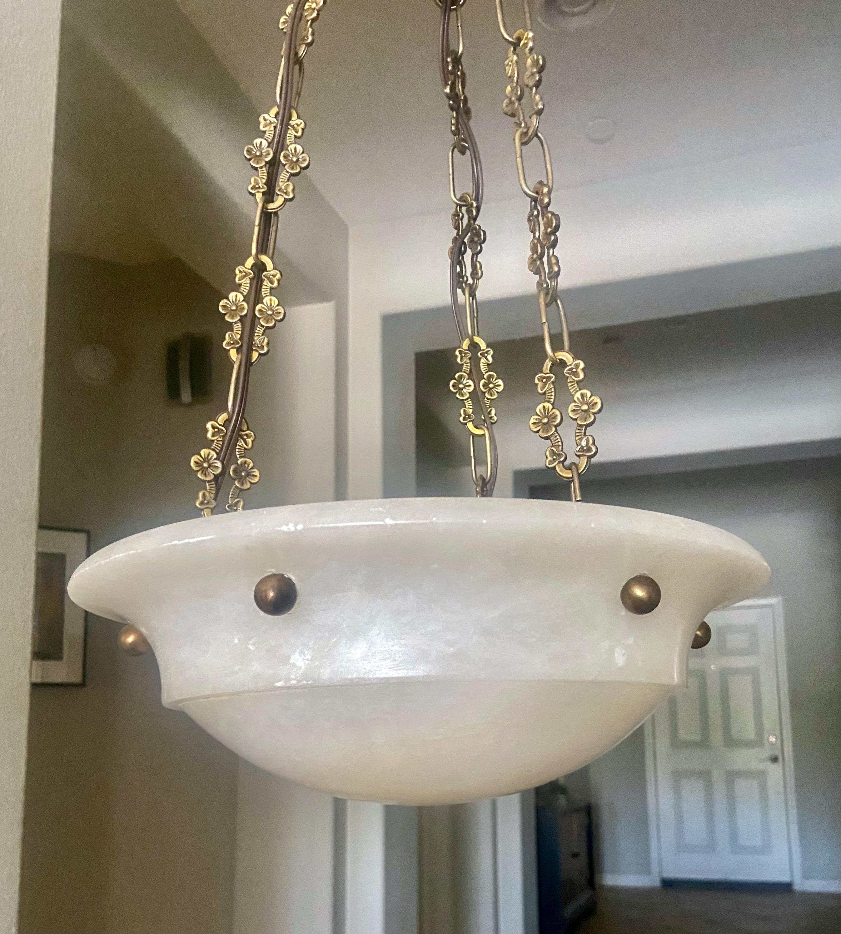 French Directoire Style Alabaster Pendant Light 7