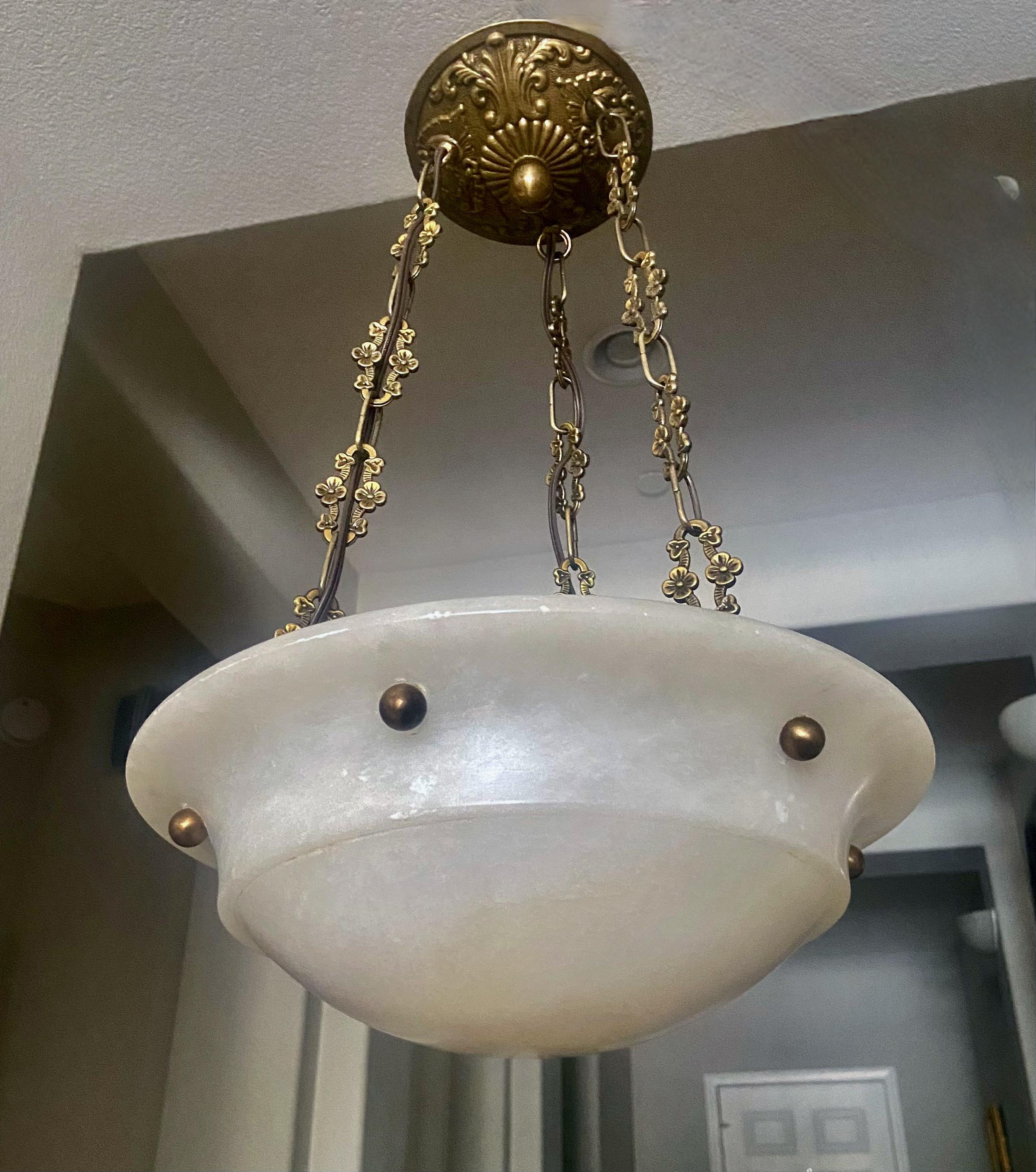 French Directoire Style Alabaster Pendant Light 12