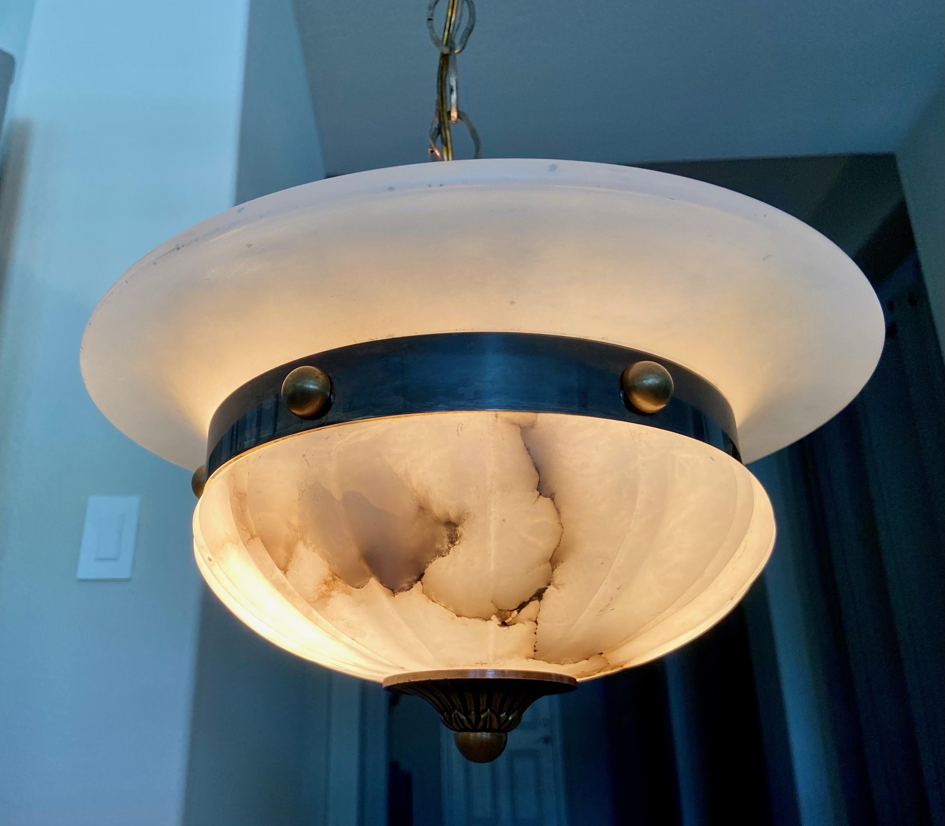 French Directoire Style Alabaster Pendant Light 10