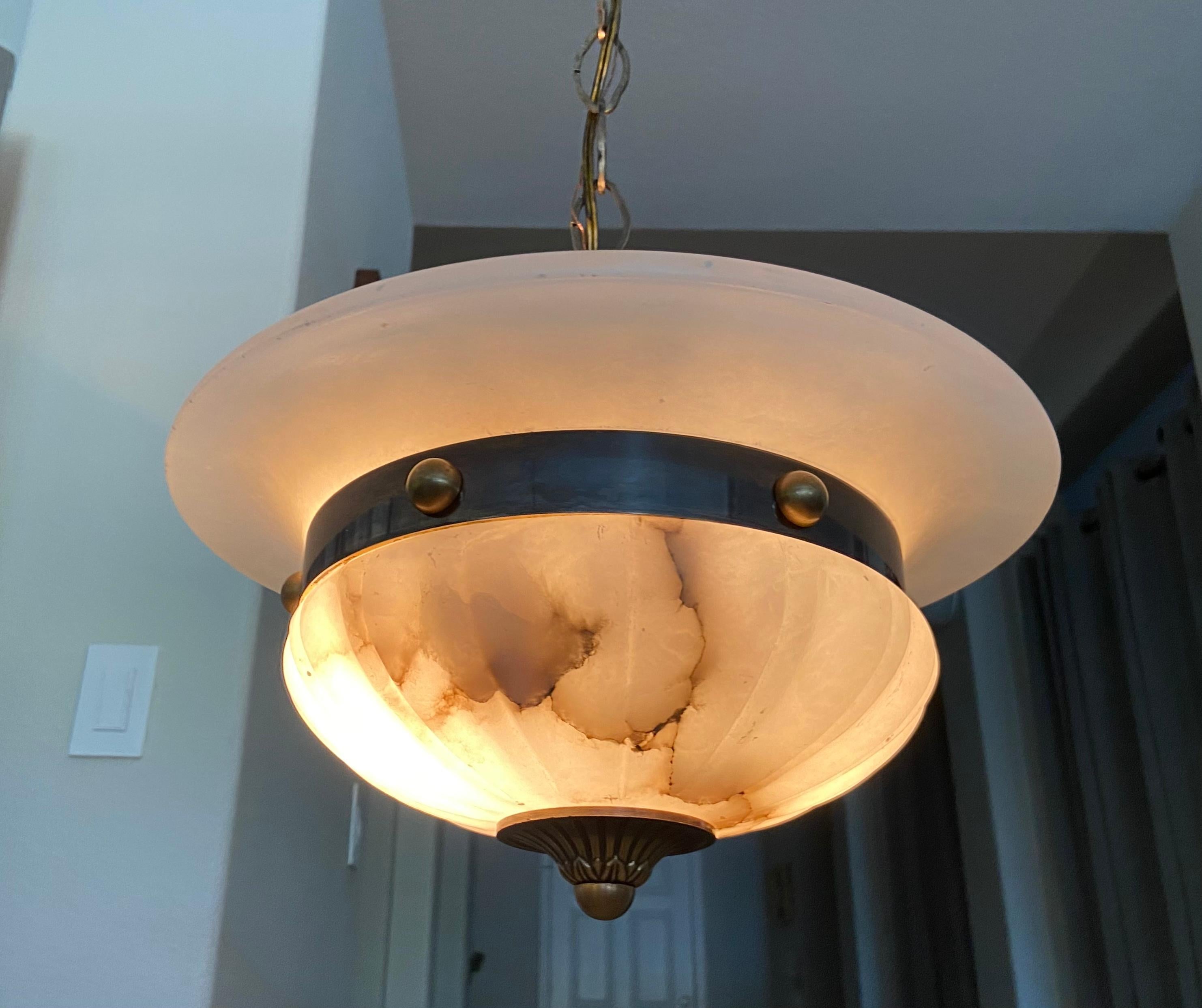 French Directoire Style Alabaster Pendant Light 13