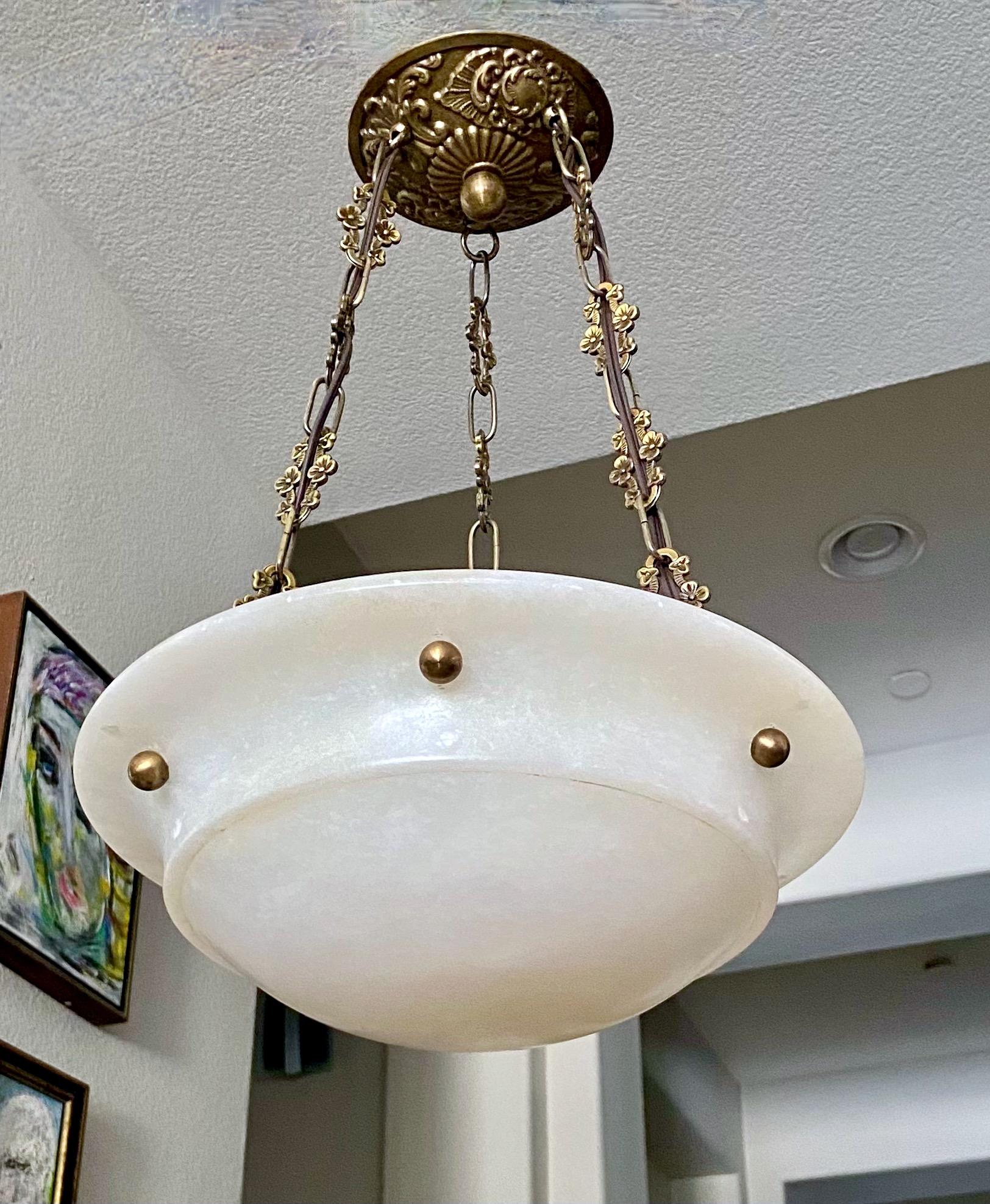 French Directoire Style Alabaster Pendant Light 2