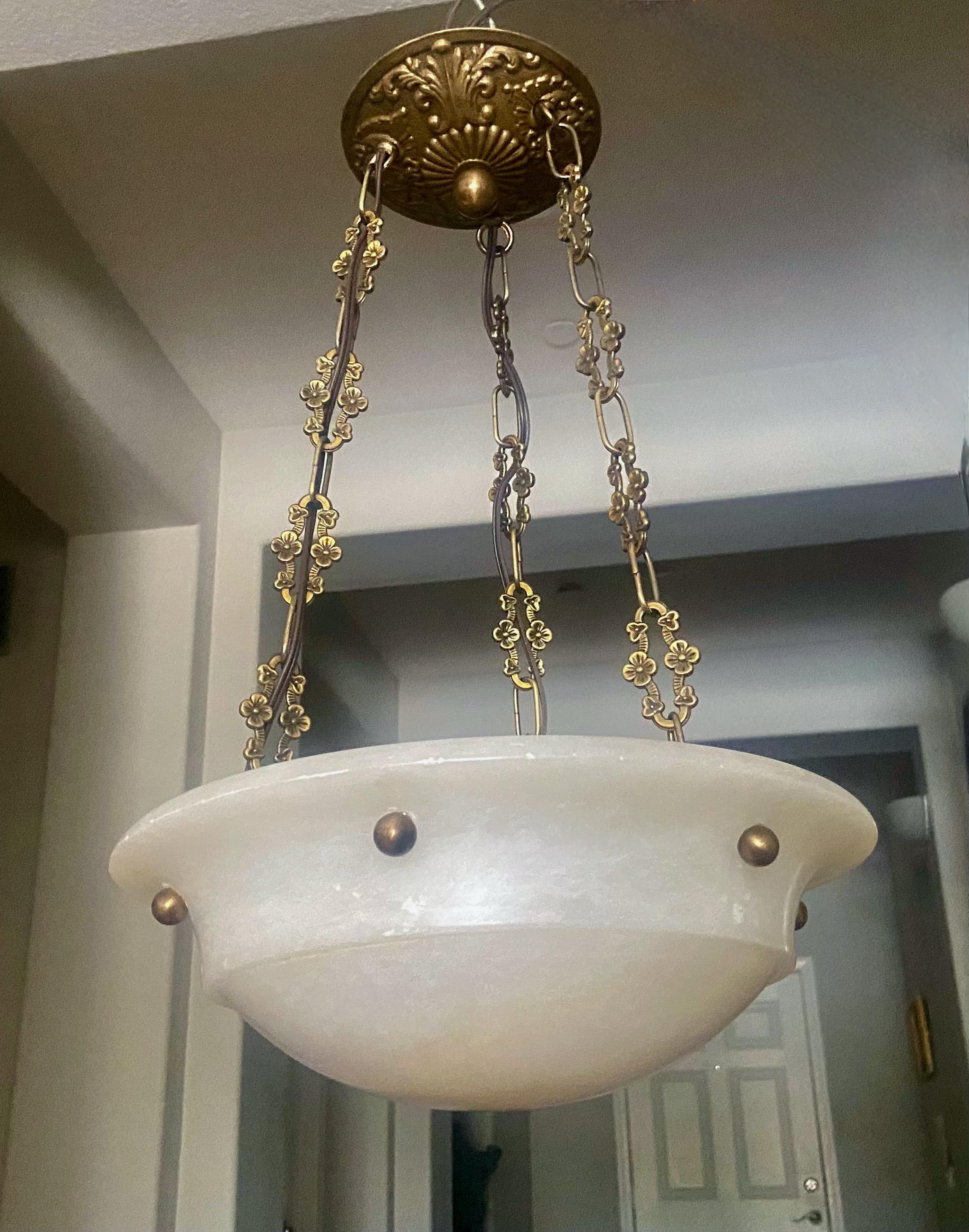 French Directoire Style Alabaster Pendant Light 3