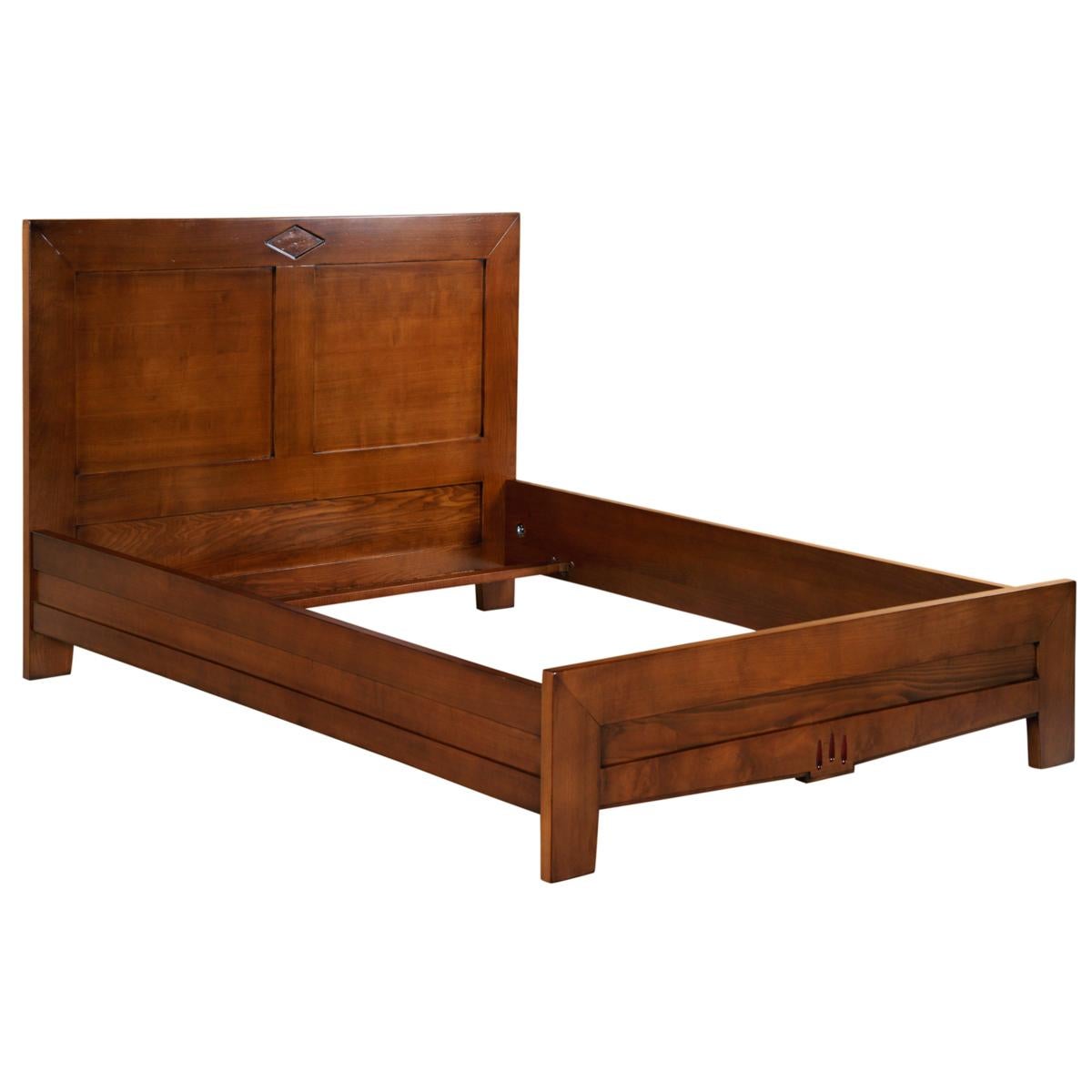 Neoclassical French Directoire Style Bed Frame in Stained Solid Cherry For Sale