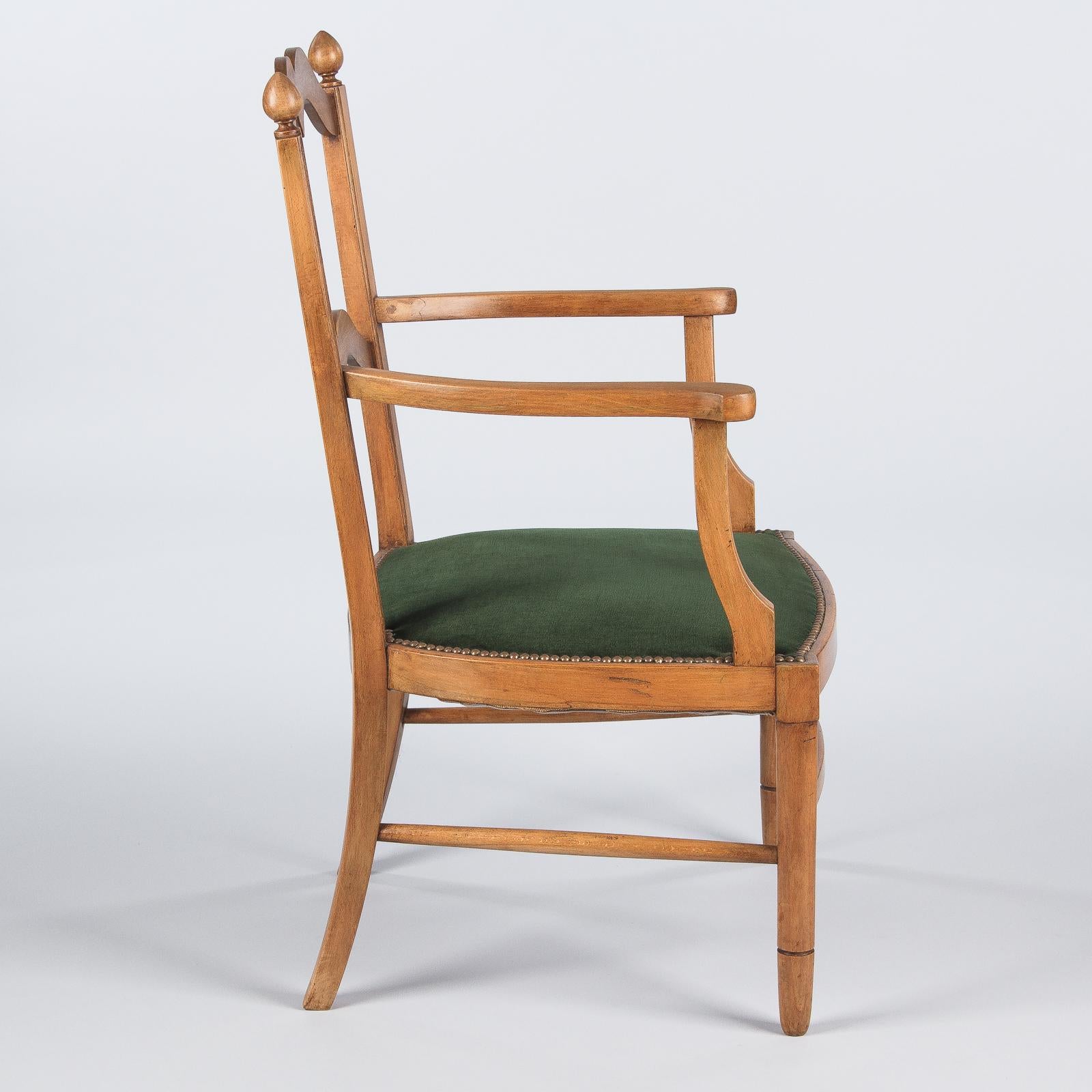 French Directoire Style Beechwood Armchair, 1940s 6
