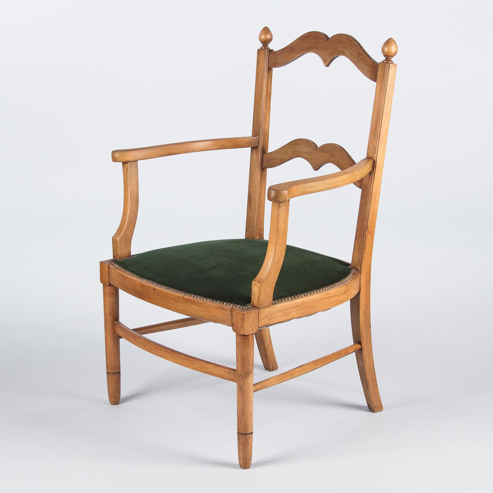 French Directoire Style Beechwood Armchair, 1940s 7