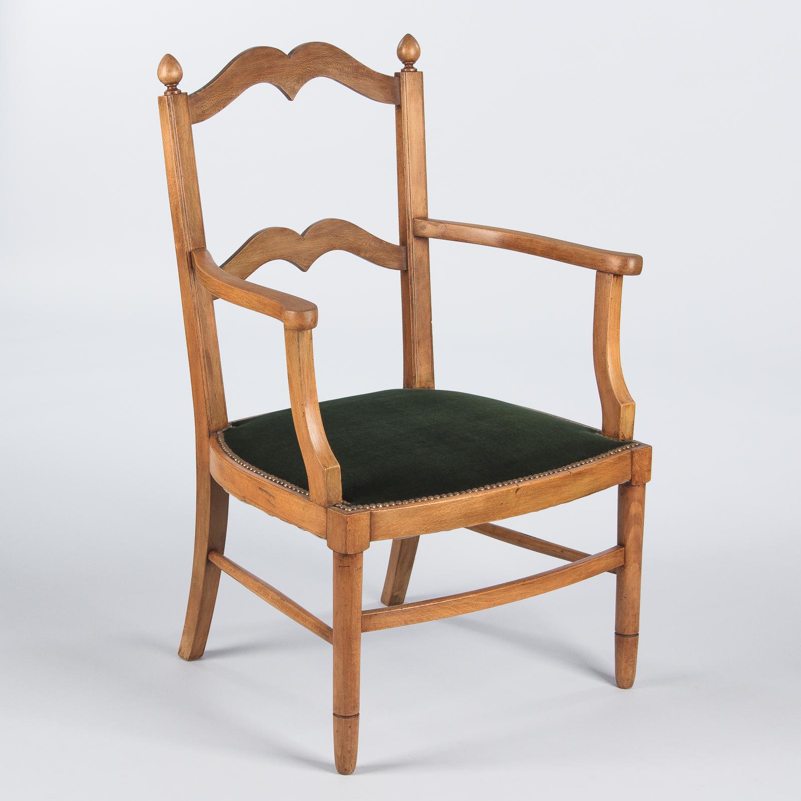 French Directoire Style Beechwood Armchair, 1940s 8