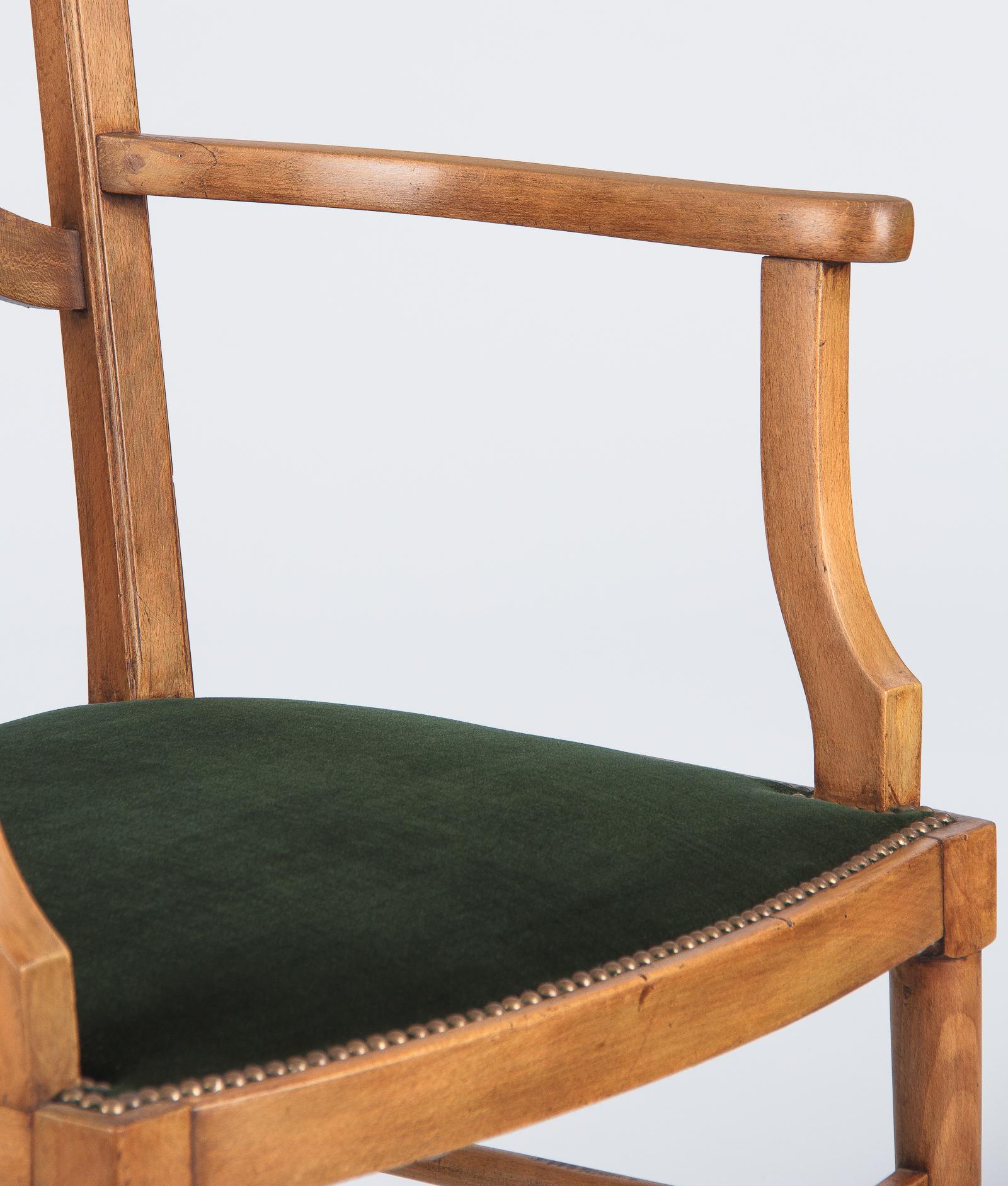 French Directoire Style Beechwood Armchair, 1940s 9