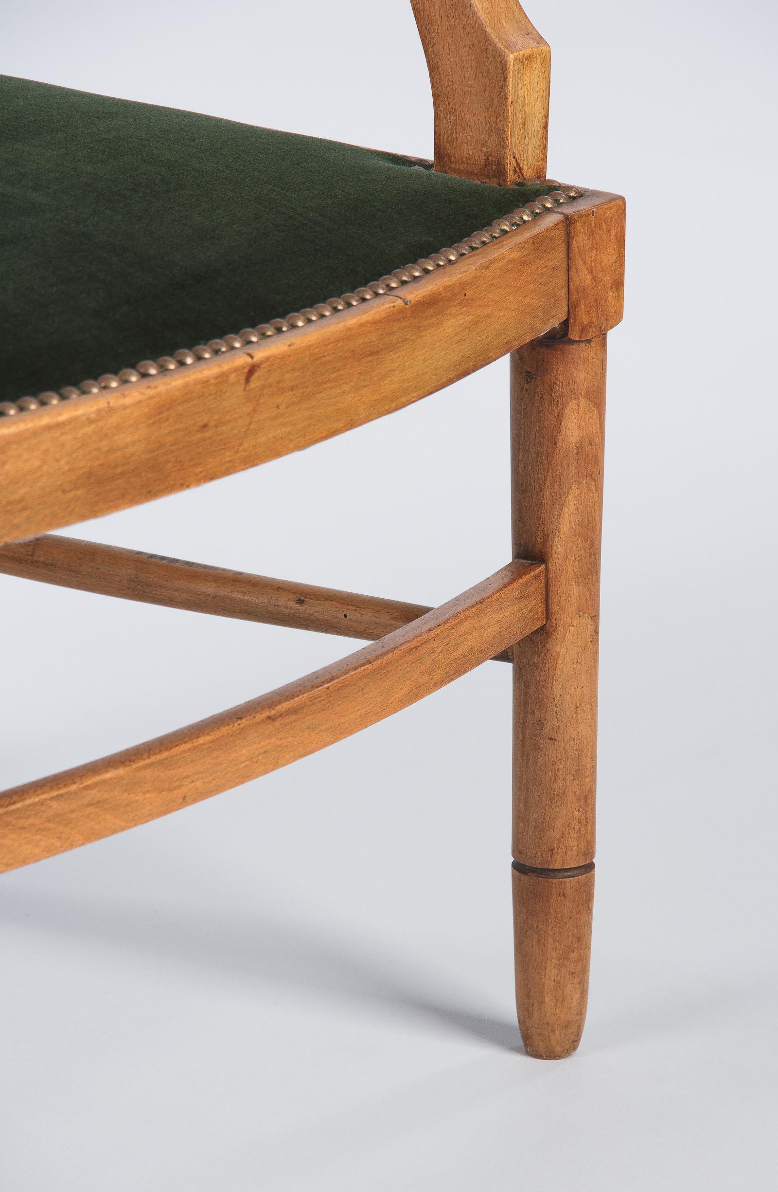 French Directoire Style Beechwood Armchair, 1940s 10