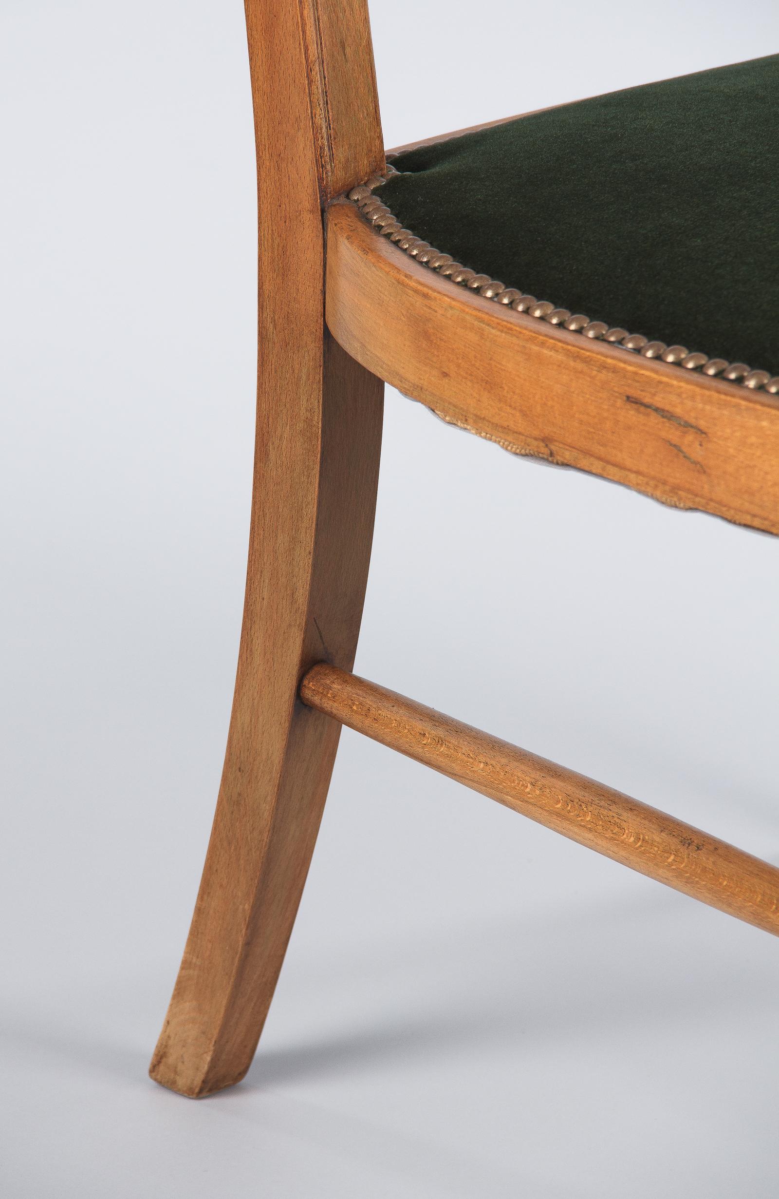 French Directoire Style Beechwood Armchair, 1940s 12