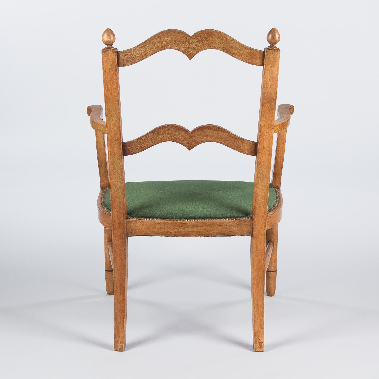 French Directoire Style Beechwood Armchair, 1940s 13