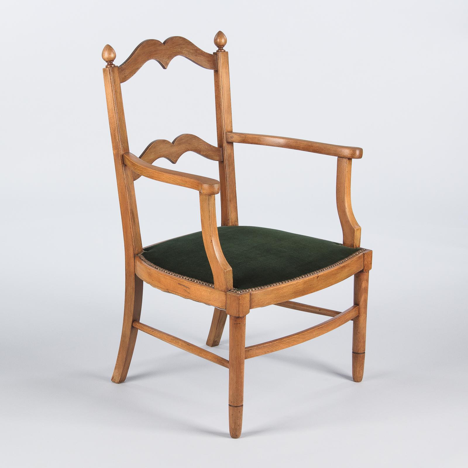 French Directoire Style Beechwood Armchair, 1940s 14