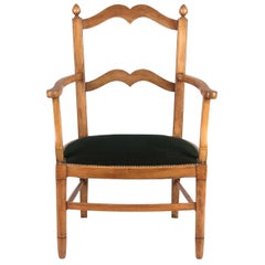 French Directoire Style Beechwood Armchair, 1940s