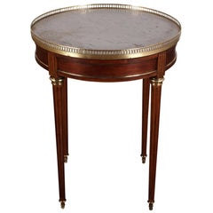 French Directoire Style 
Bouillotte
 Table in Mahogany with Carrara Marble Top