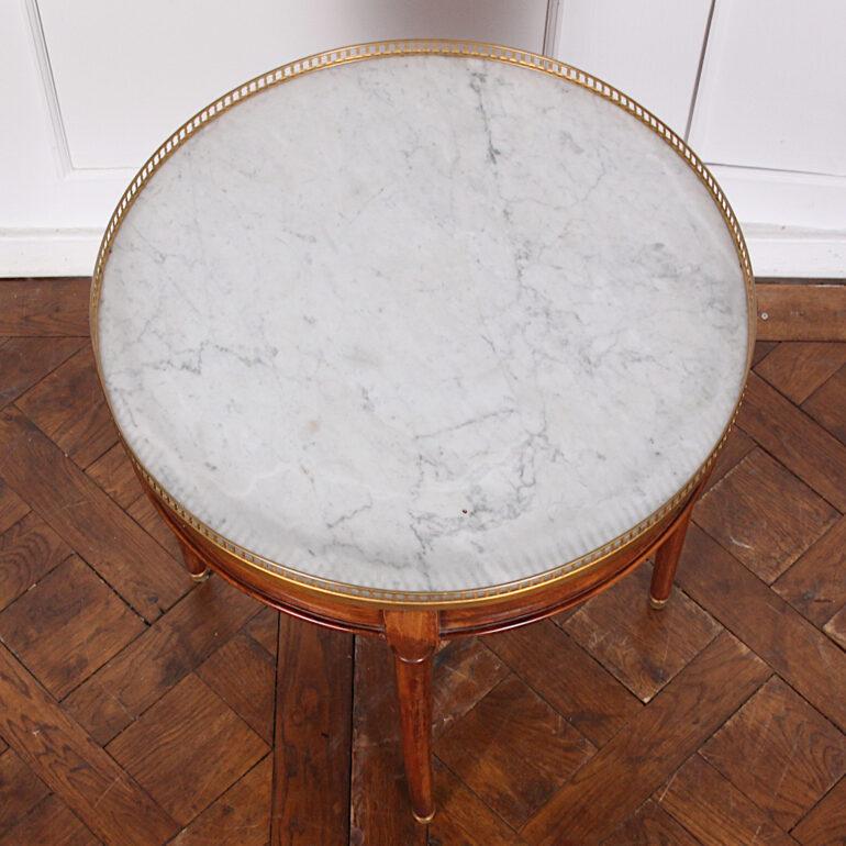 Mahogany French Directoire Style Bouillotte Table with Carrera Marble